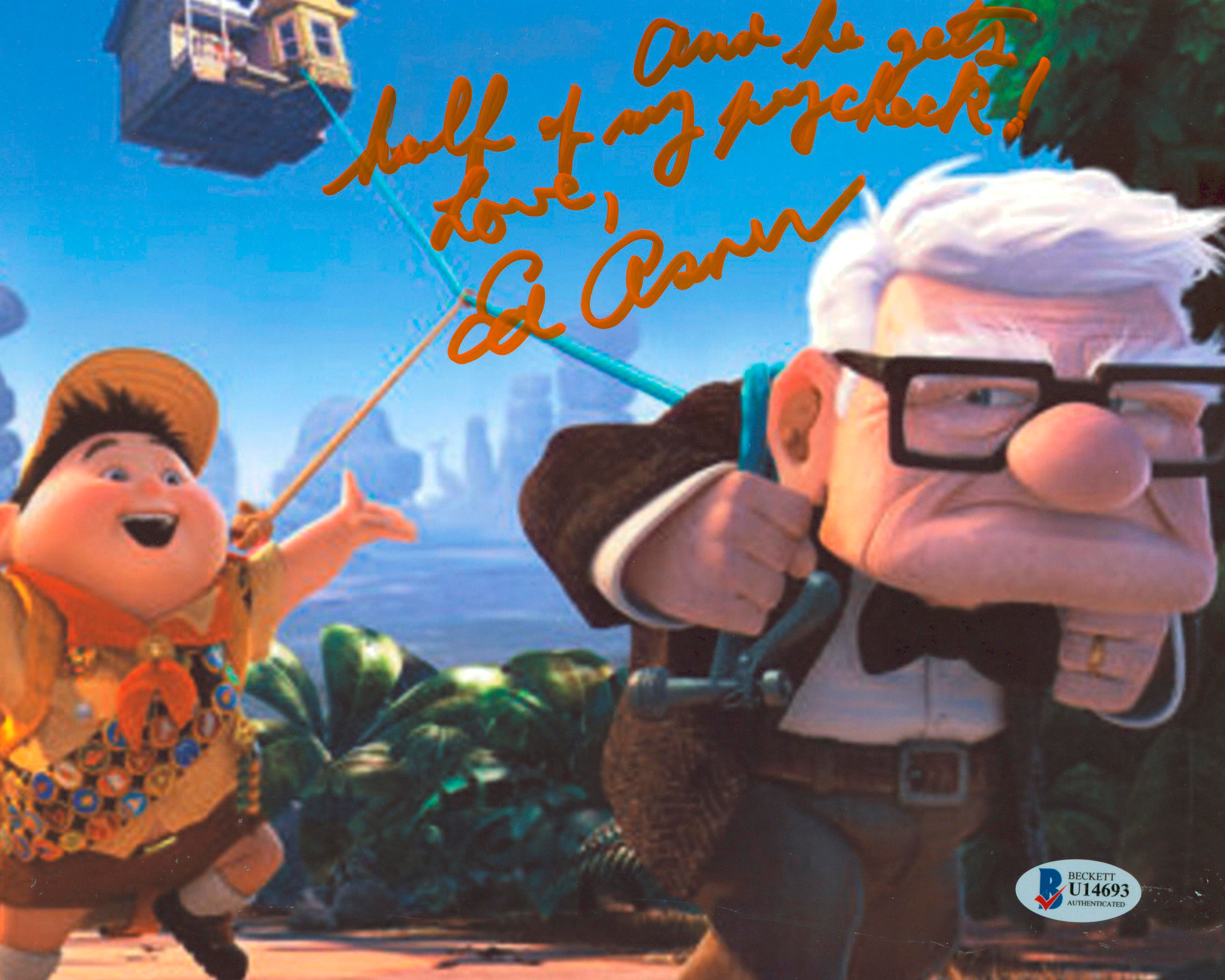 Ed Asner Up "And He Gets Half of My Paycheck!" Signed 8x10 Photo BAS #U14693