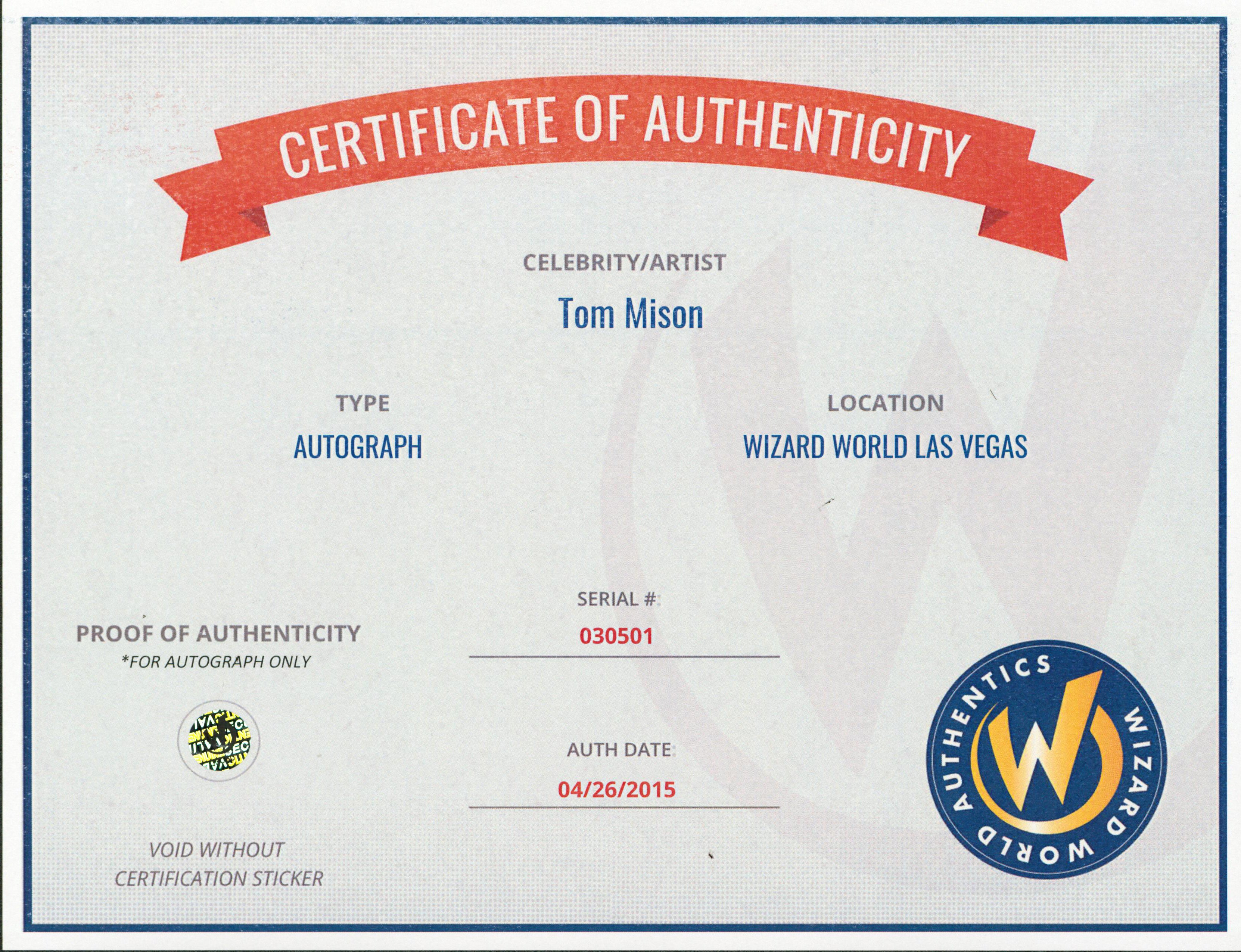 Tom Mison Sleepy Hollow Authentic Signed 8x10 Photo Autographed Wizard World 2