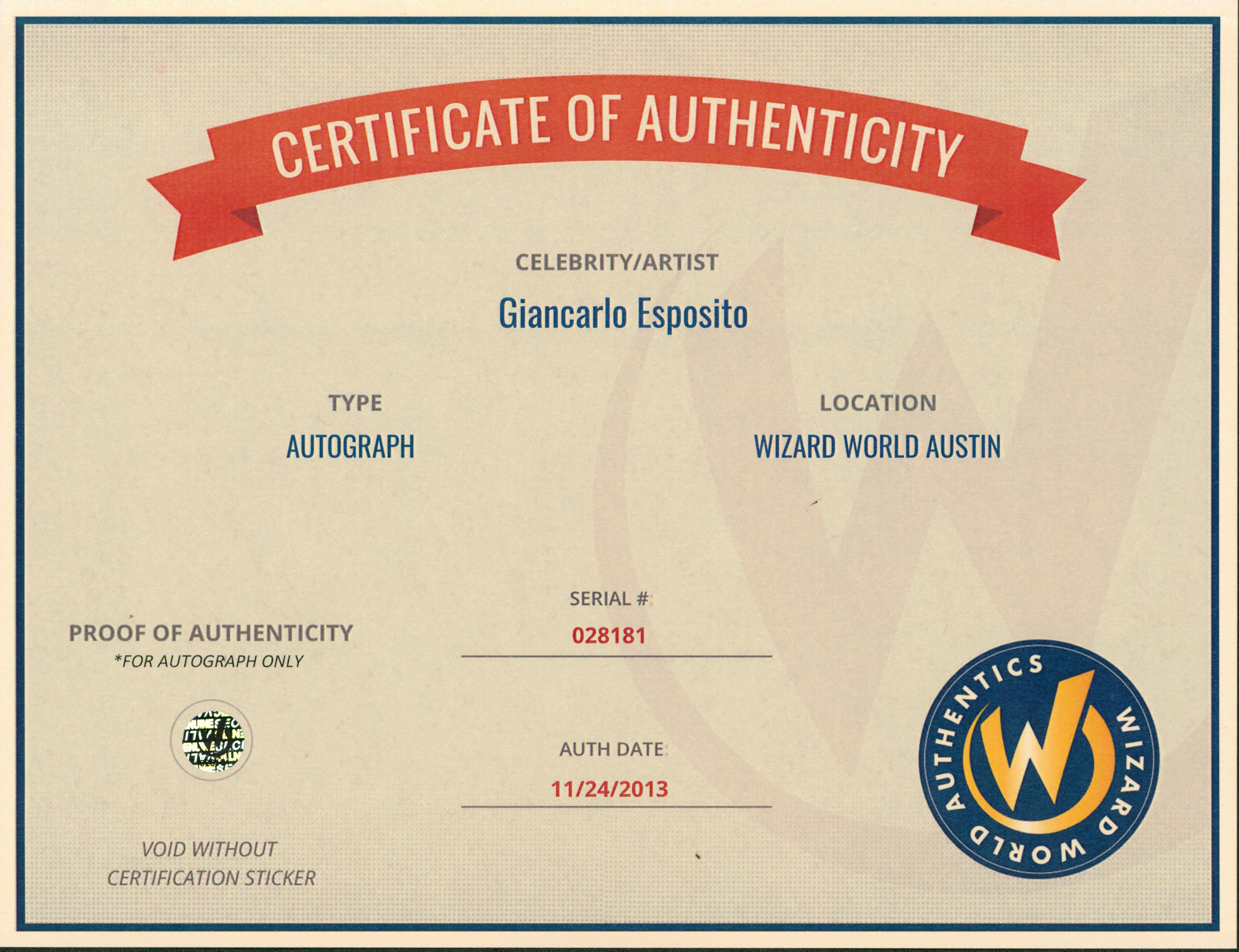 Giancarlo Esposito Once Upon a Time Authentic Signed 8x10 Photo Wizard World 6