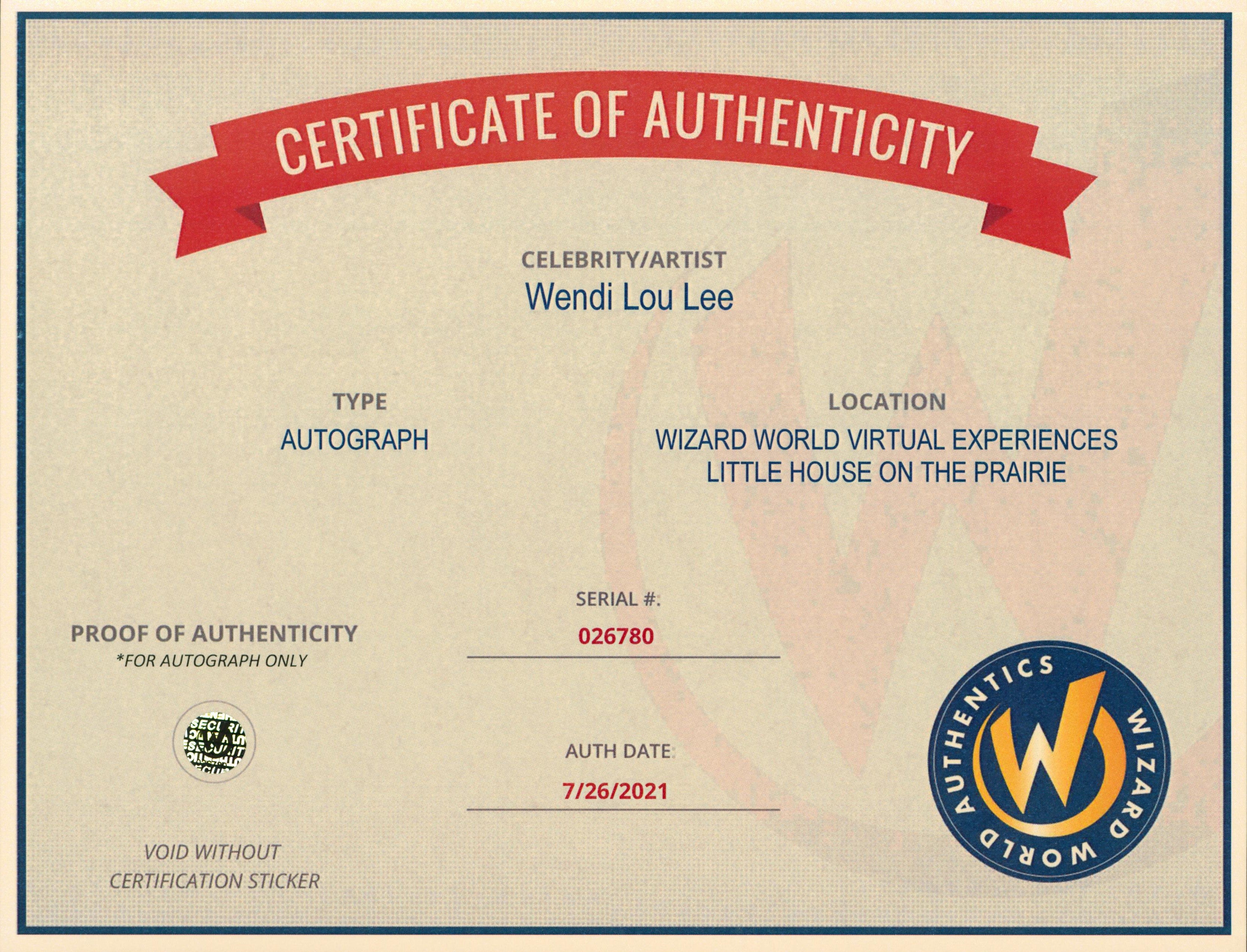 Wendy Lou Lee Little House on the Prairie Signed 8x10 Photo Wizard World 1