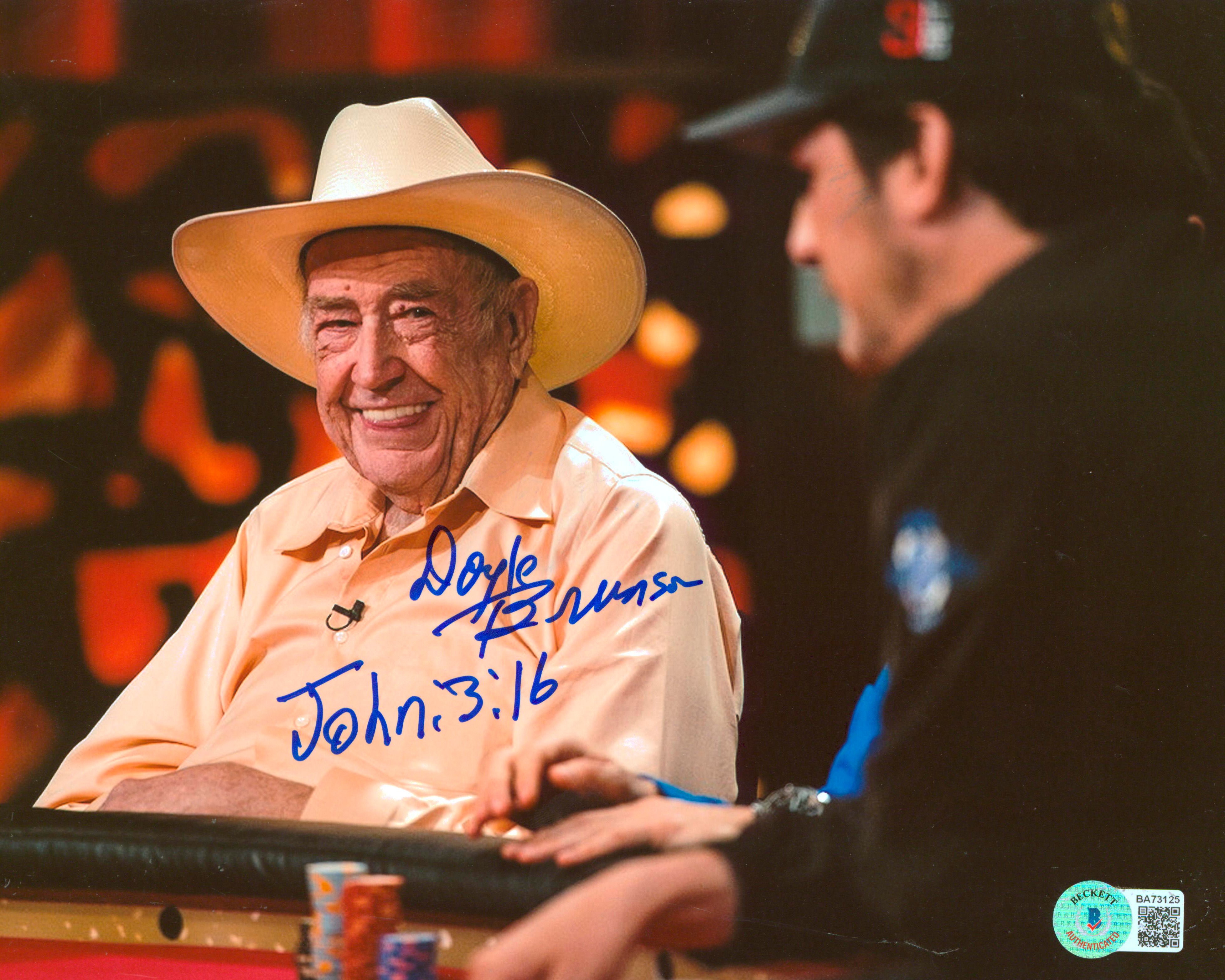 Doyle Brunson "John 3:16" Authentic Signed 8x10 Photo Autographed BAS #BA73125