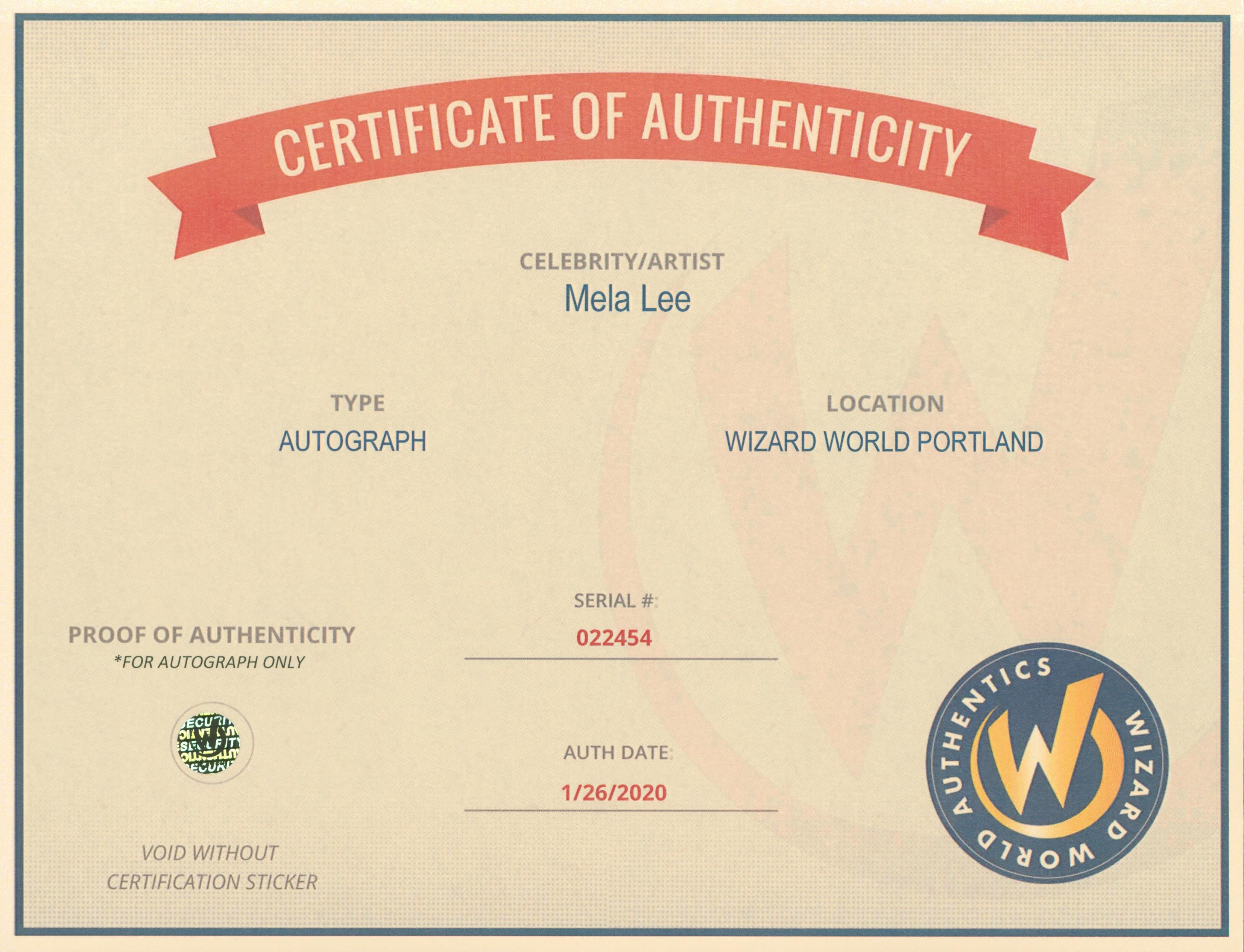 Mela Lee Voice Actor Authentic Signed 8x10 Photo Autographed Wizard World 2