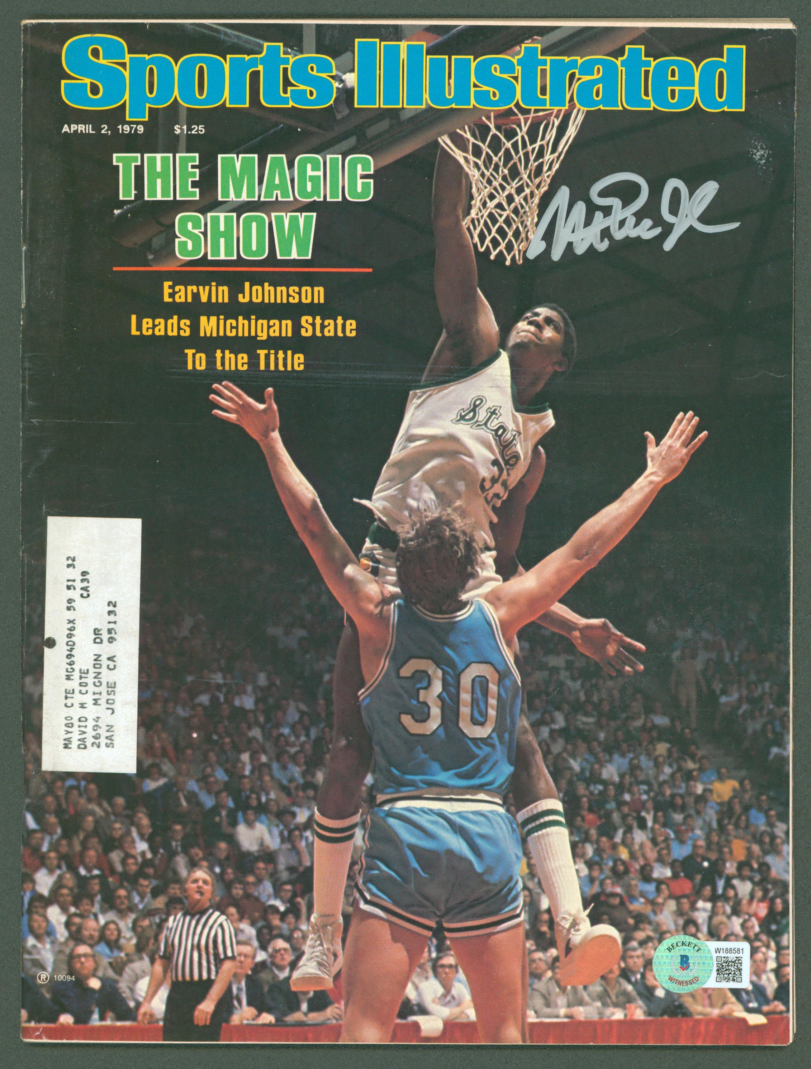 Lakers Magic Johnson Signed April 1979 Sports Illustrated Magazine BAS Witnessed