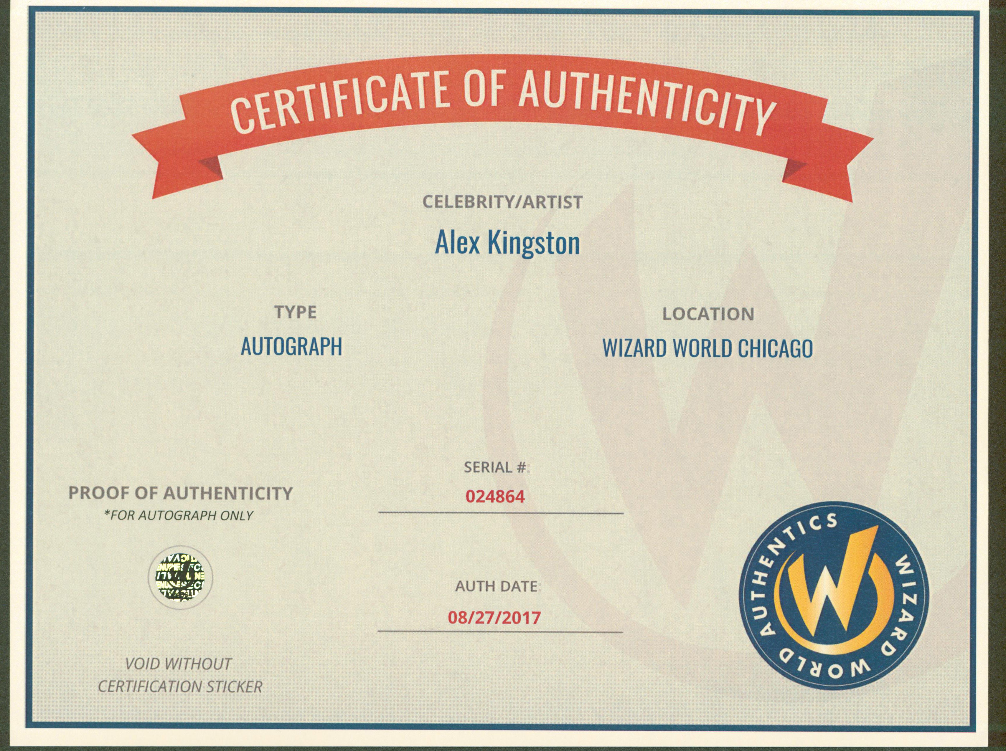 Alex Kingston Doctor Who Authentic Signed 8x10 Photo Autographed Wizard World 1