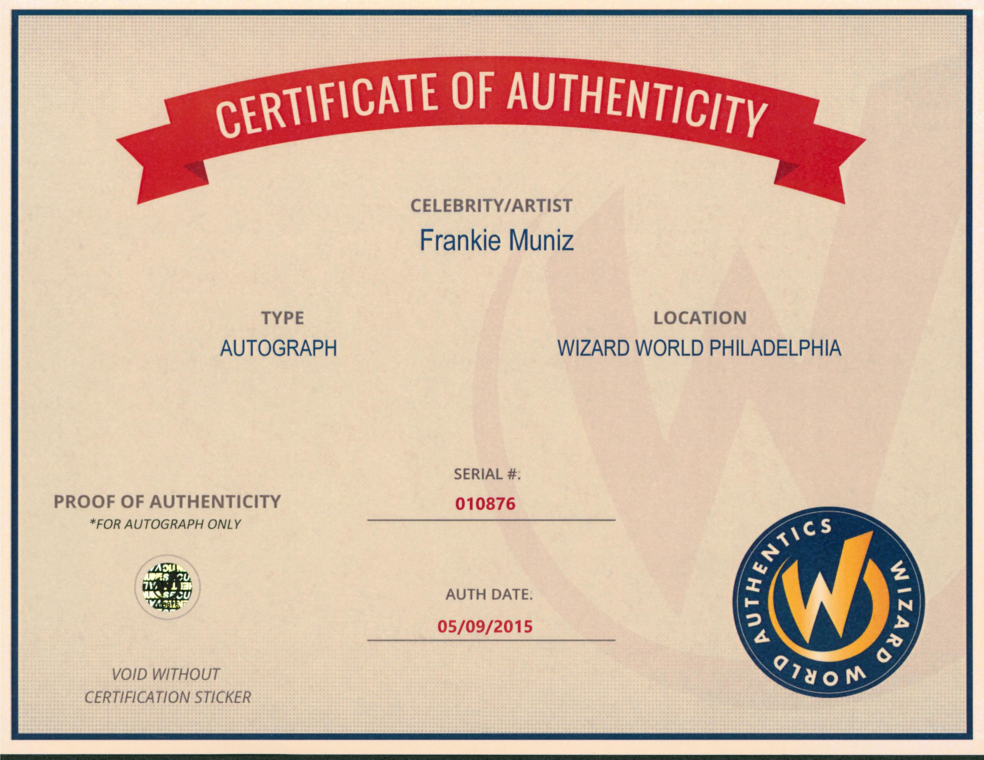 Frankie Muniz Malcom In The Middle Authentic Signed 8x10 Photo Wizard World 2