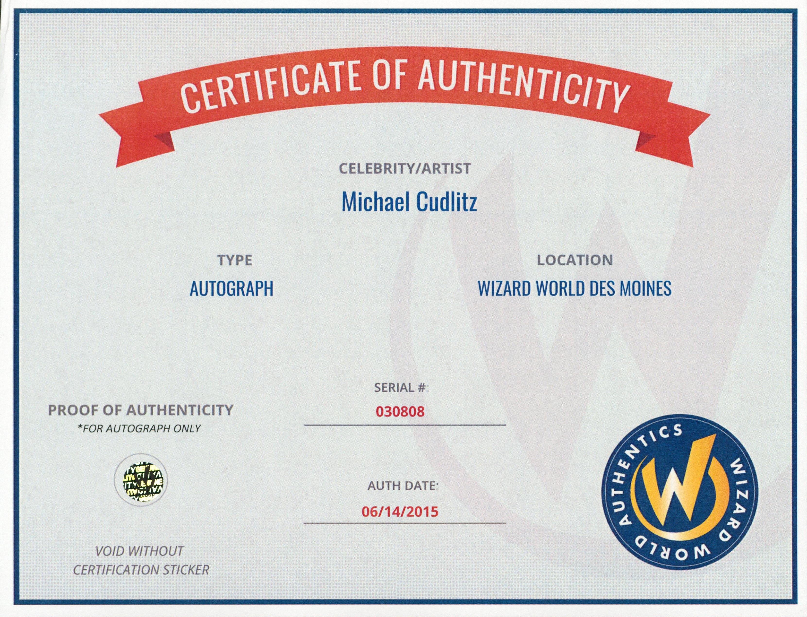 Michael Cudlitz Southland Authentic Signed 8x10 Photo Autographed Wizard World