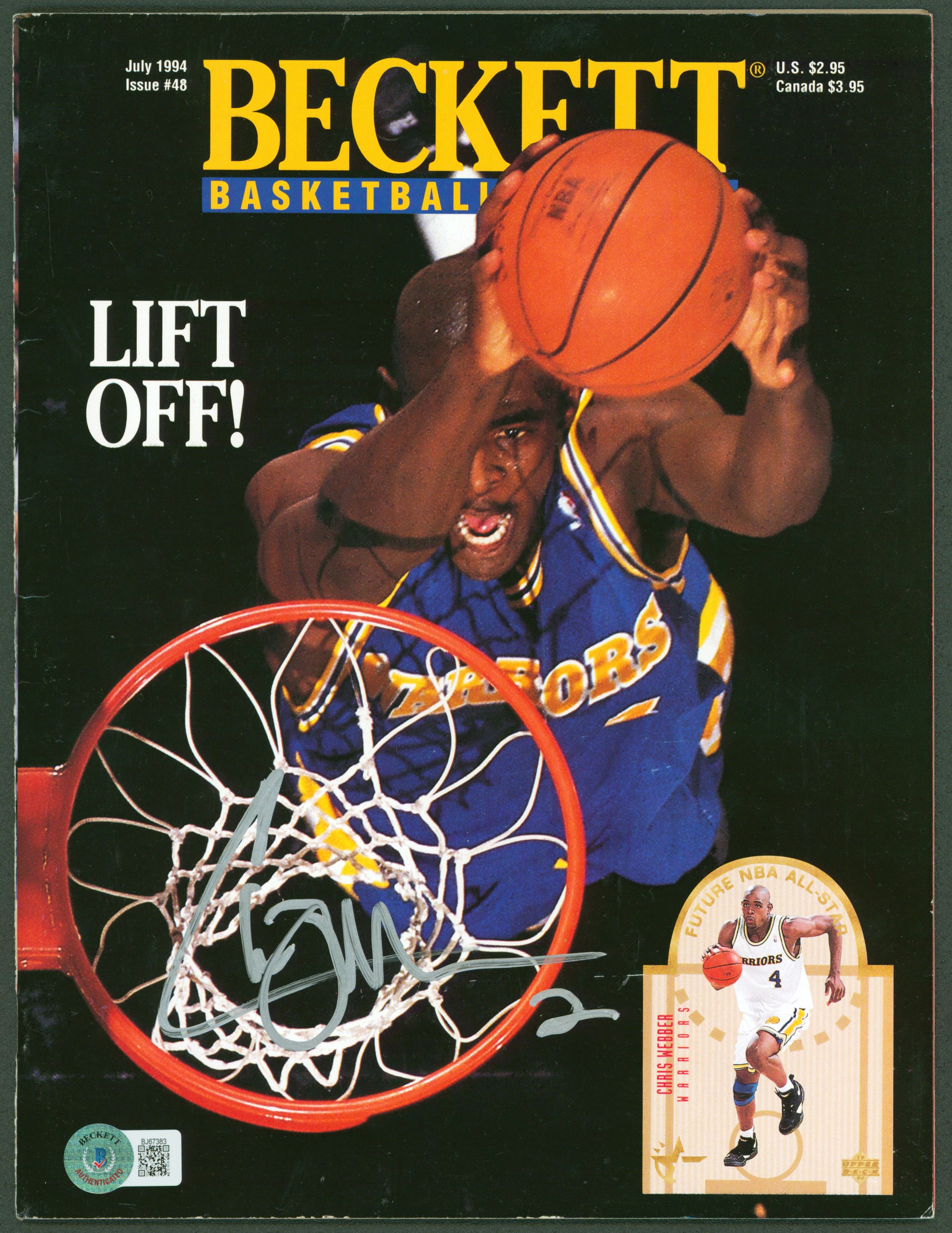 Chris Webber & Glen Rice Signed July 1994 Beckett Magazine BAS #BJ67383