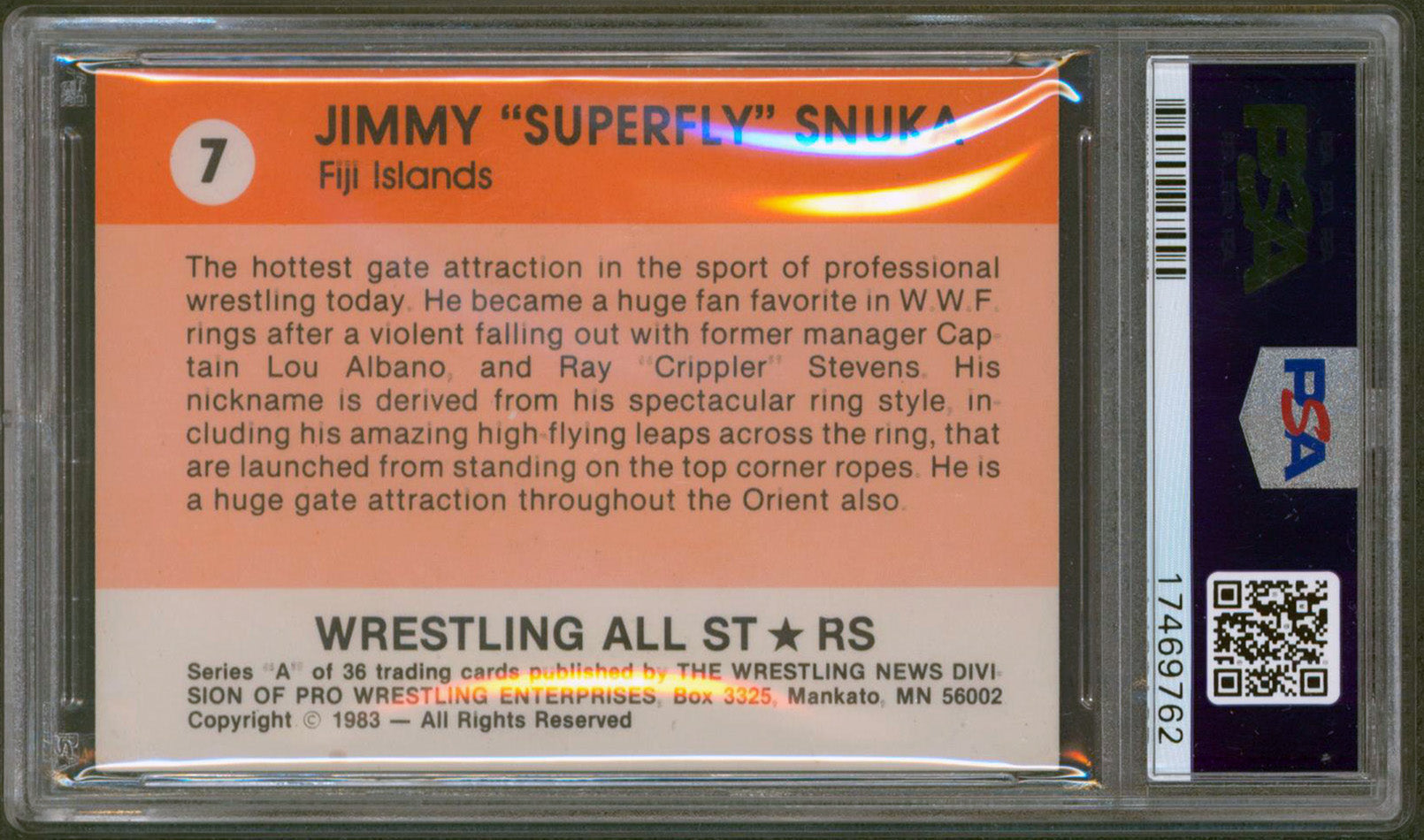 Jimmy Snuka Authentic Signed 1983 Wrestling All-Stars #7 Card PSA/DNA Slabbed