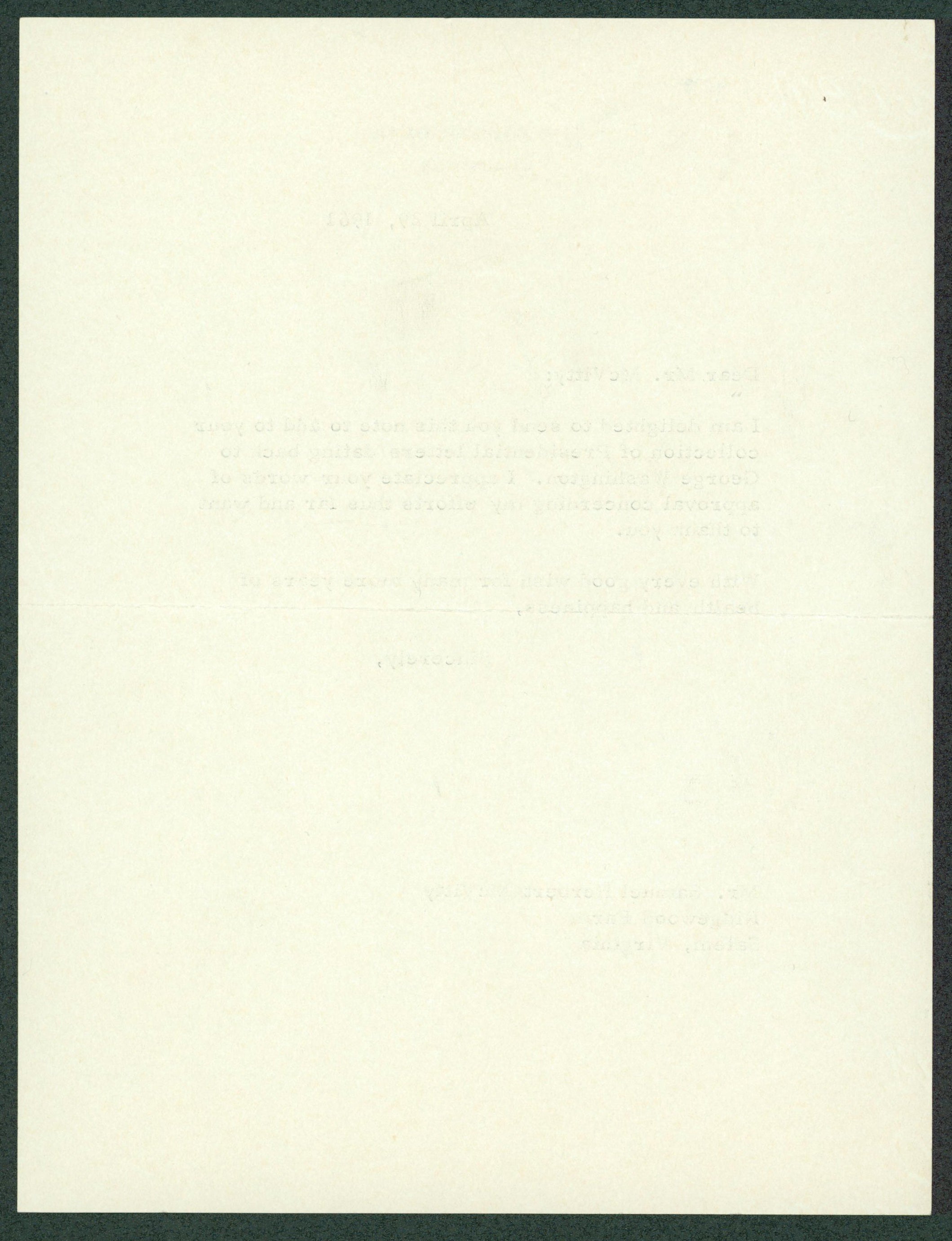 John F. Kennedy Authentic Signed 1961 Letter Auto Graded Mint 9! BAS #AB76880
