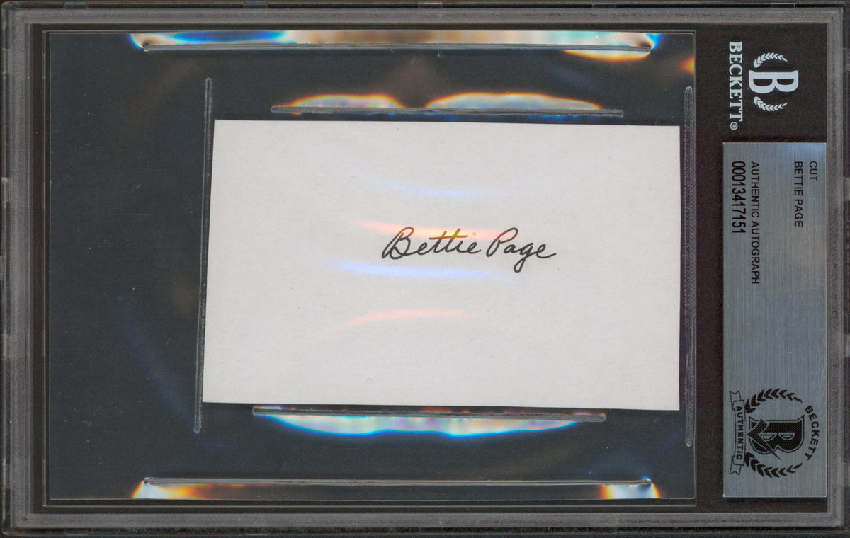 Bettie Page Playboy Authentic Signed 4x2.5 Cut Signature Autographed BAS Slabbed
