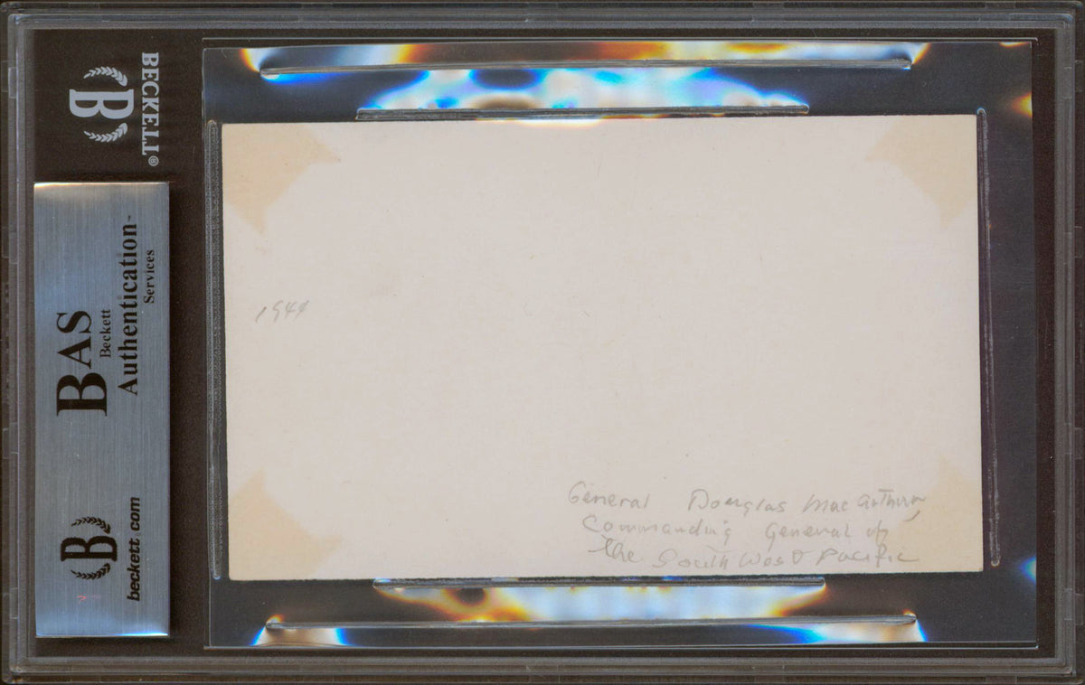 Douglas MacArthur Authentic Signed 3x5 Index Card Autographed BAS Slabbed