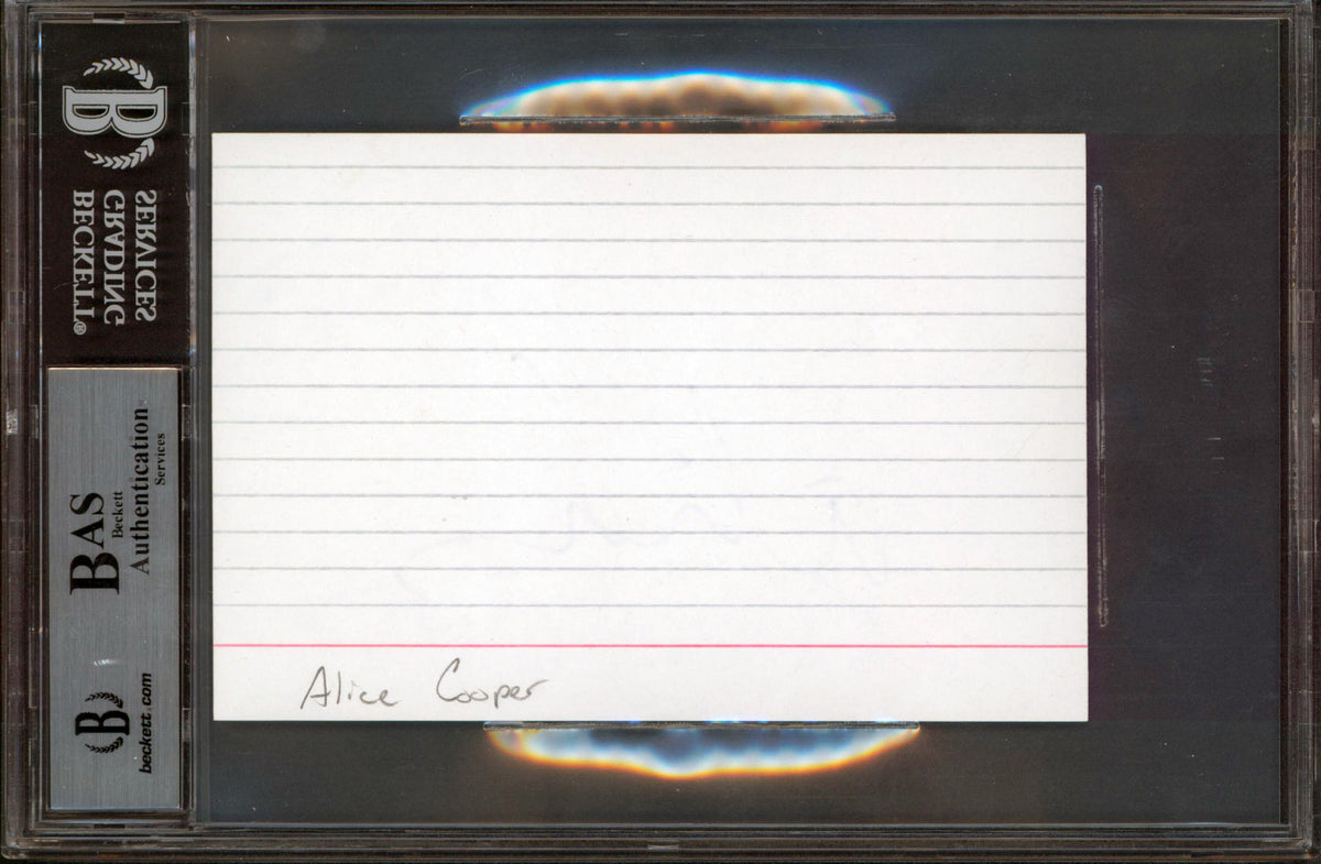 Alice Cooper Authentic Signed 4x6 Index Card Autographed BAS Slabbed