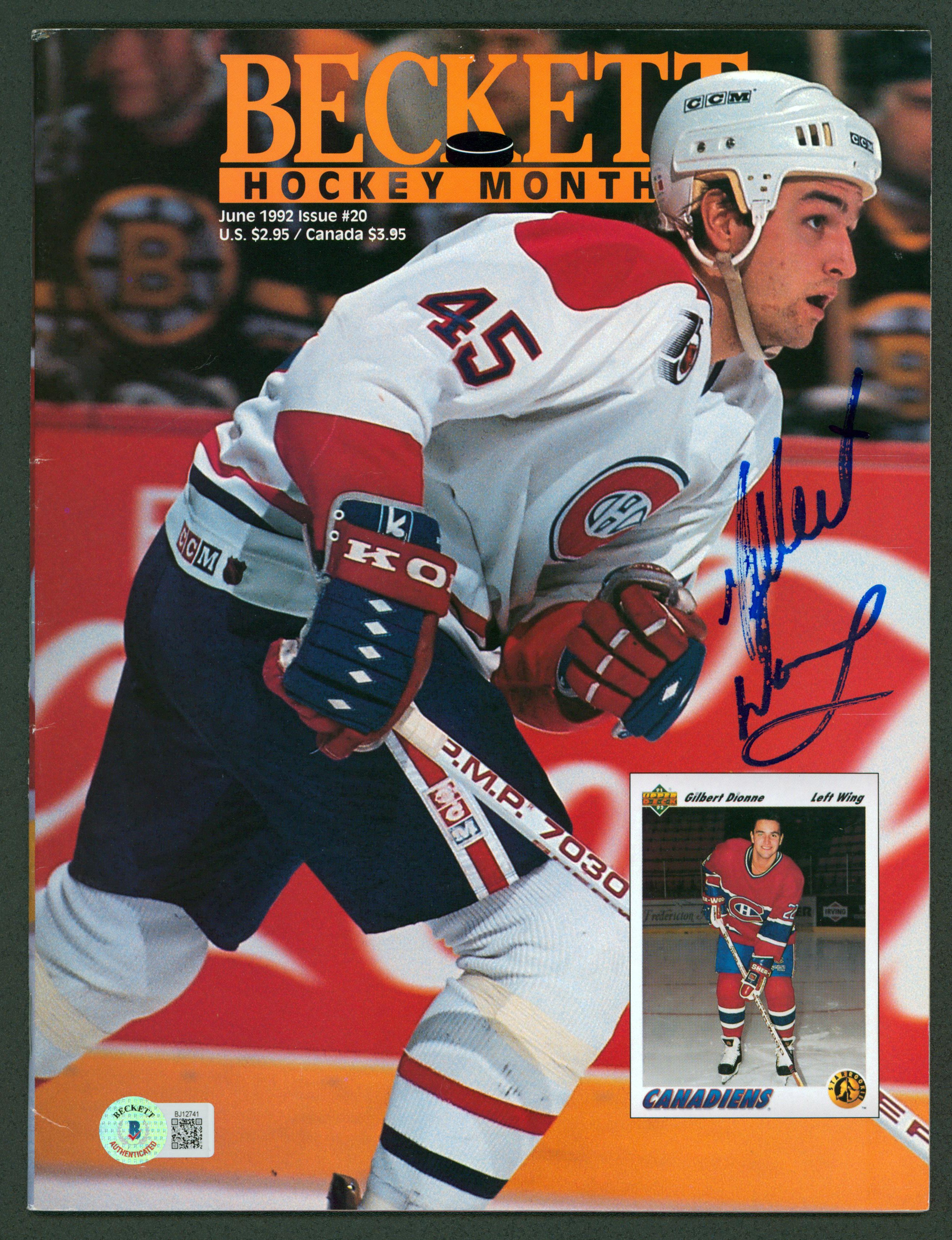 Canadiens Gilbert Dionne Signed Beckett Hockey Magazine Autographed BAS #BJ12741