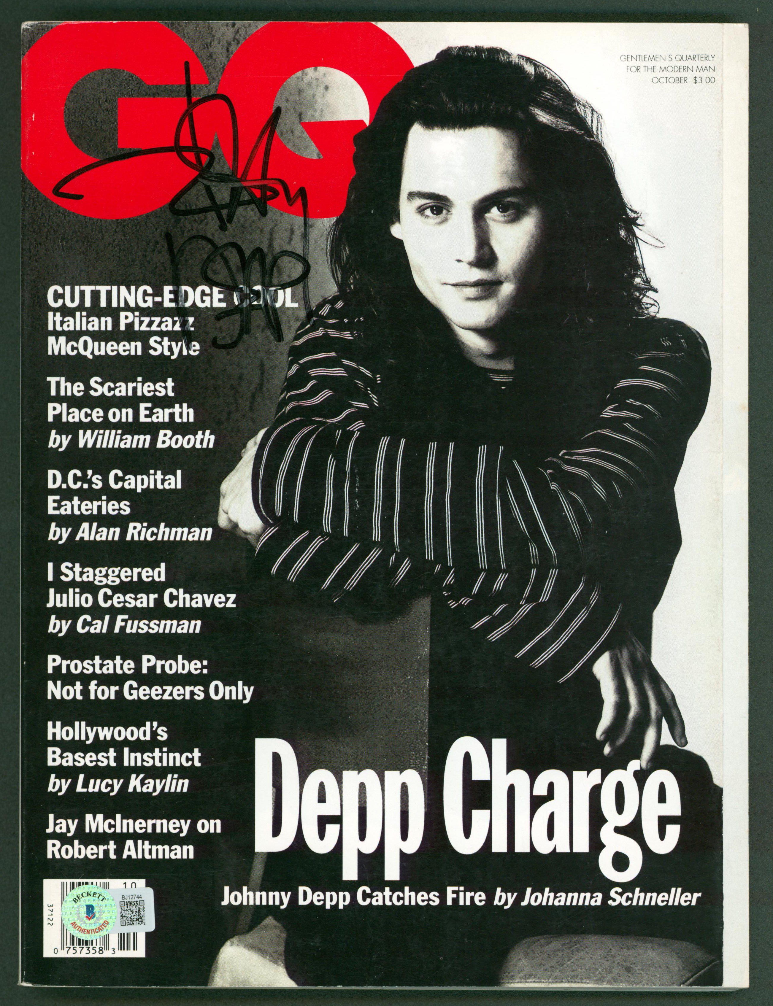 Johnny Depp Authentic Signed October 1993 GQ Magazine Autographed BAS #BJ12744