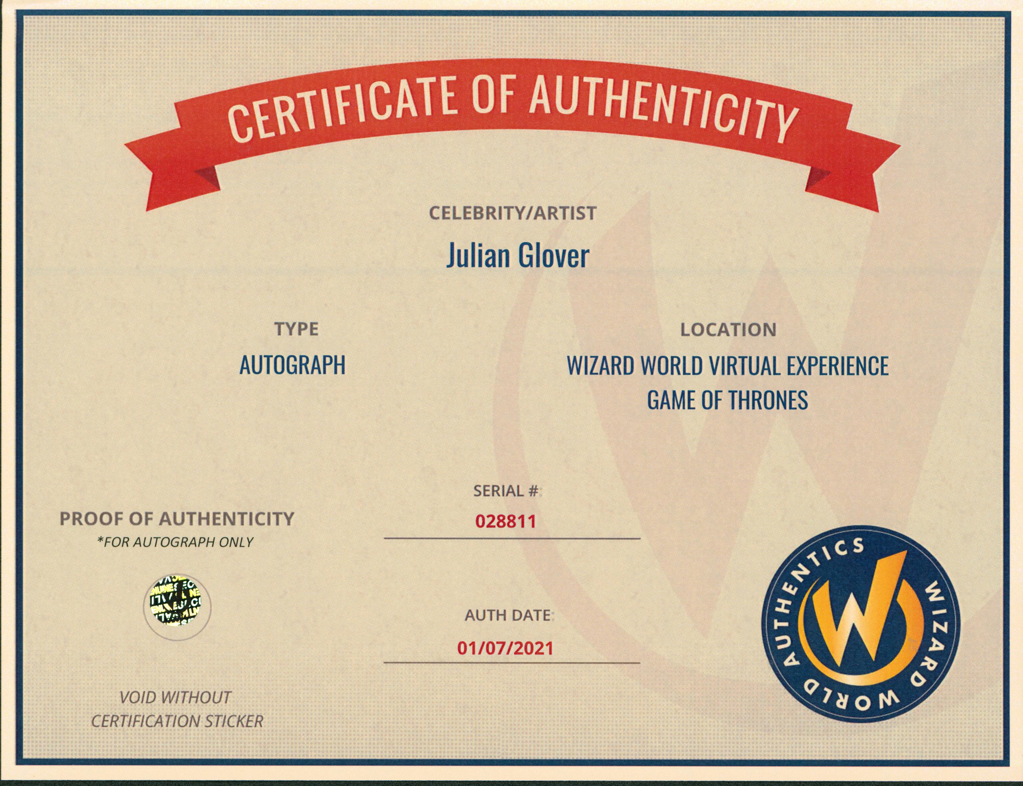 Julian Glover Game of Thrones "Pycelle" Authentic Signed 8x10 Photo Wizard World