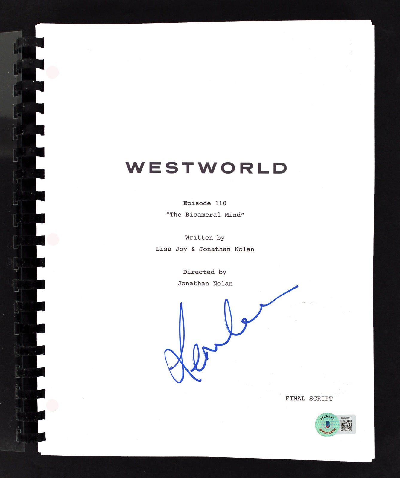 Angela Sarafyan Westworld Authentic Signed Movie Script Autographed BAS #BK02171