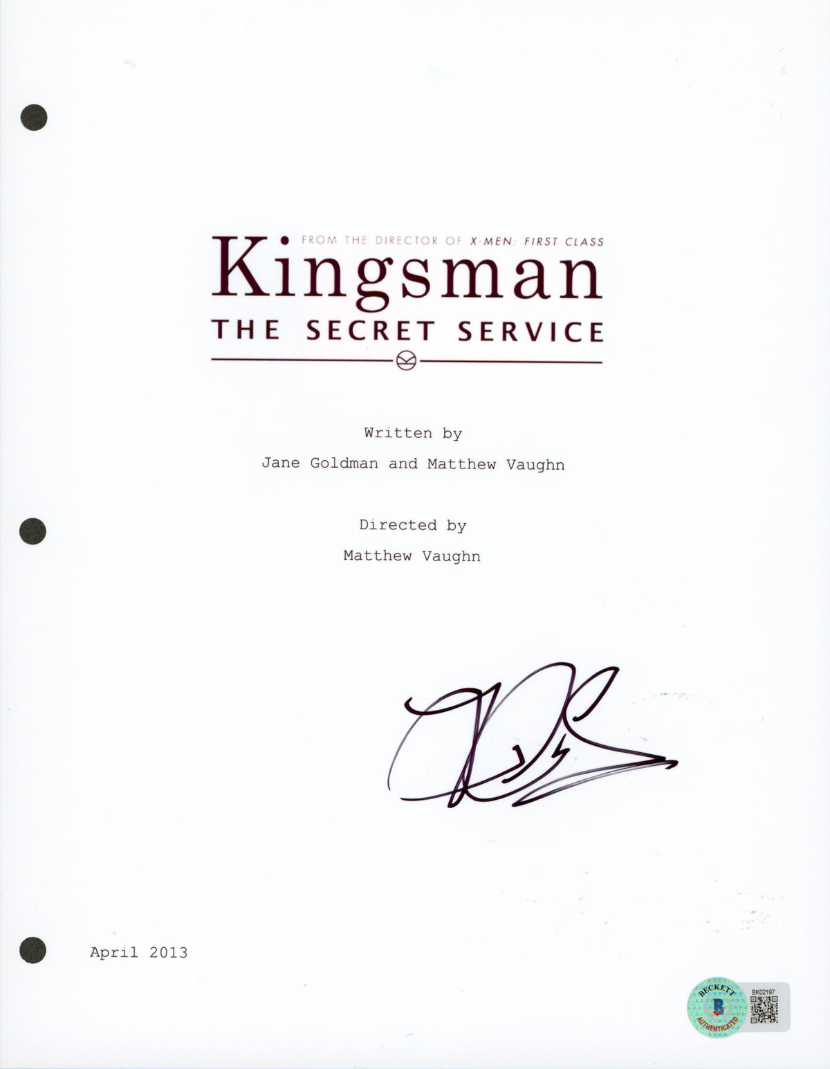 Jack Cutmore-Scott Kingsman The Secret Service Signed Script Cover BAS #BK02197