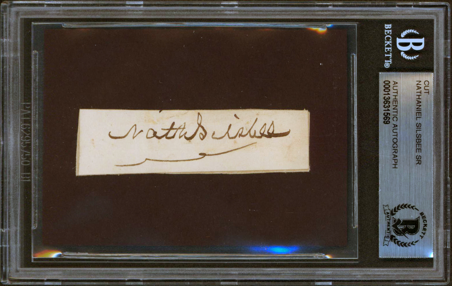 Nathaniel Silsbee Sr. Authentic Signed .75x2.75 Cut Signature BAS Slabbed