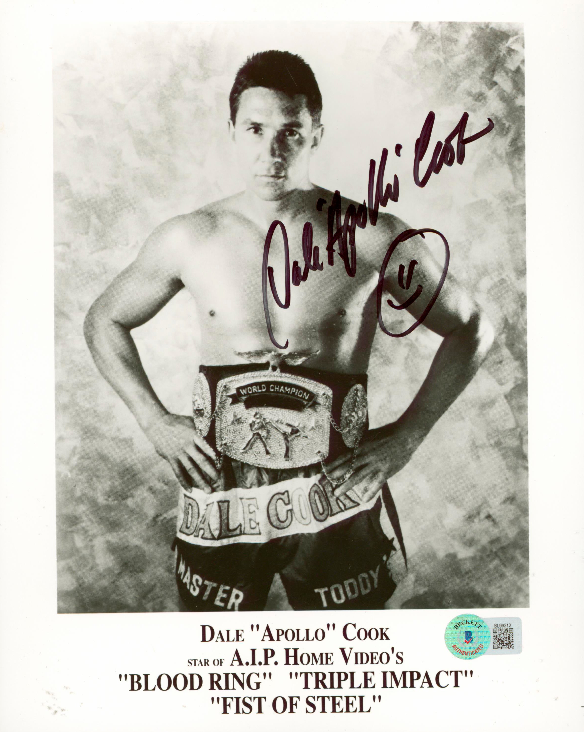 Dale "Apollo" Cook Blood Ring Authentic Signed 8x10 Photo BAS #BL96212