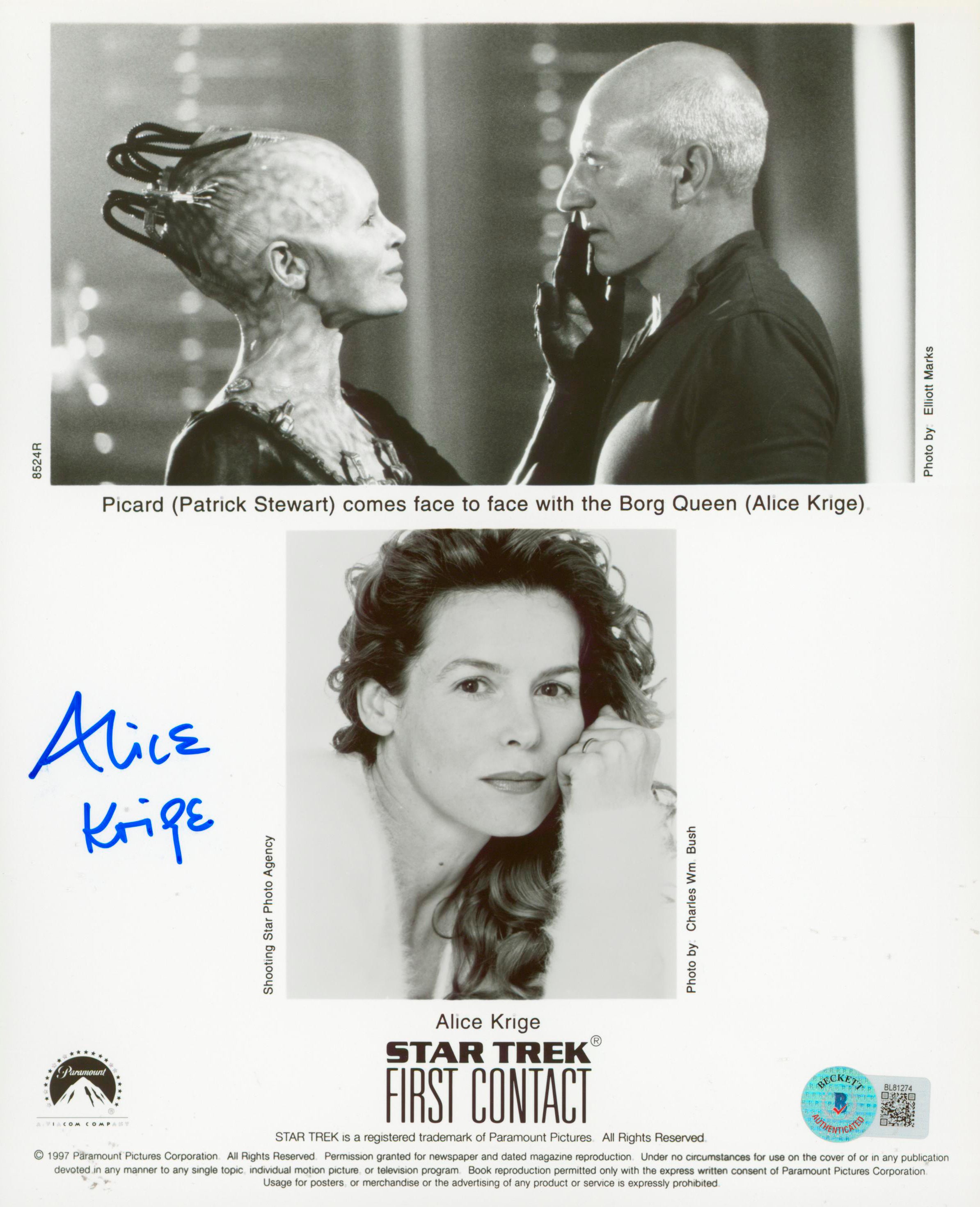 Alice Krige Star Trek: First Contact Authentic Signed 8x10 Photo BAS #BL81274