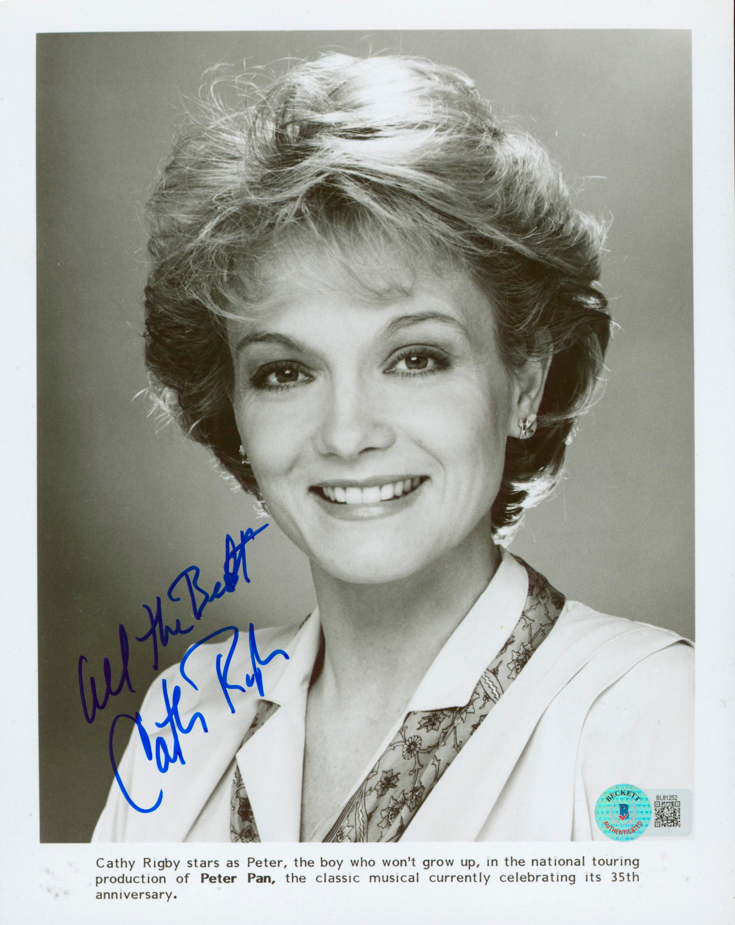 Cathy Rigby Peter Pan "All The Best" Authentic Signed 8x10 Photo BAS #BL81252