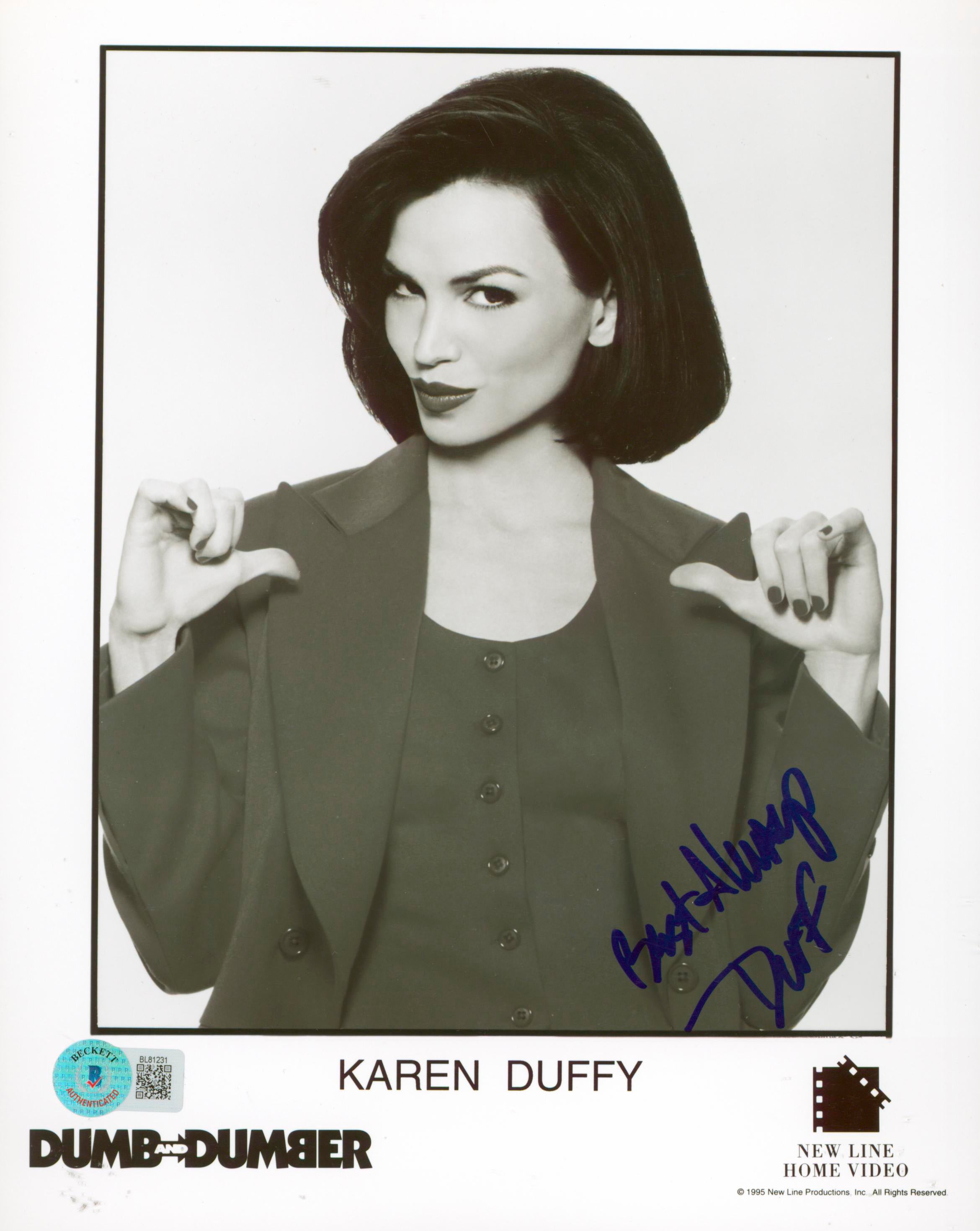 Karen Duffy Dumb and Dumber "Best Always" Signed 8x10 Photo BAS #BL81231