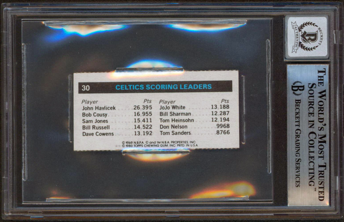 Celtics Larry Bird Signed 1980 Topps Singles #30 Card Auto Graded 10 BAS Slabbed