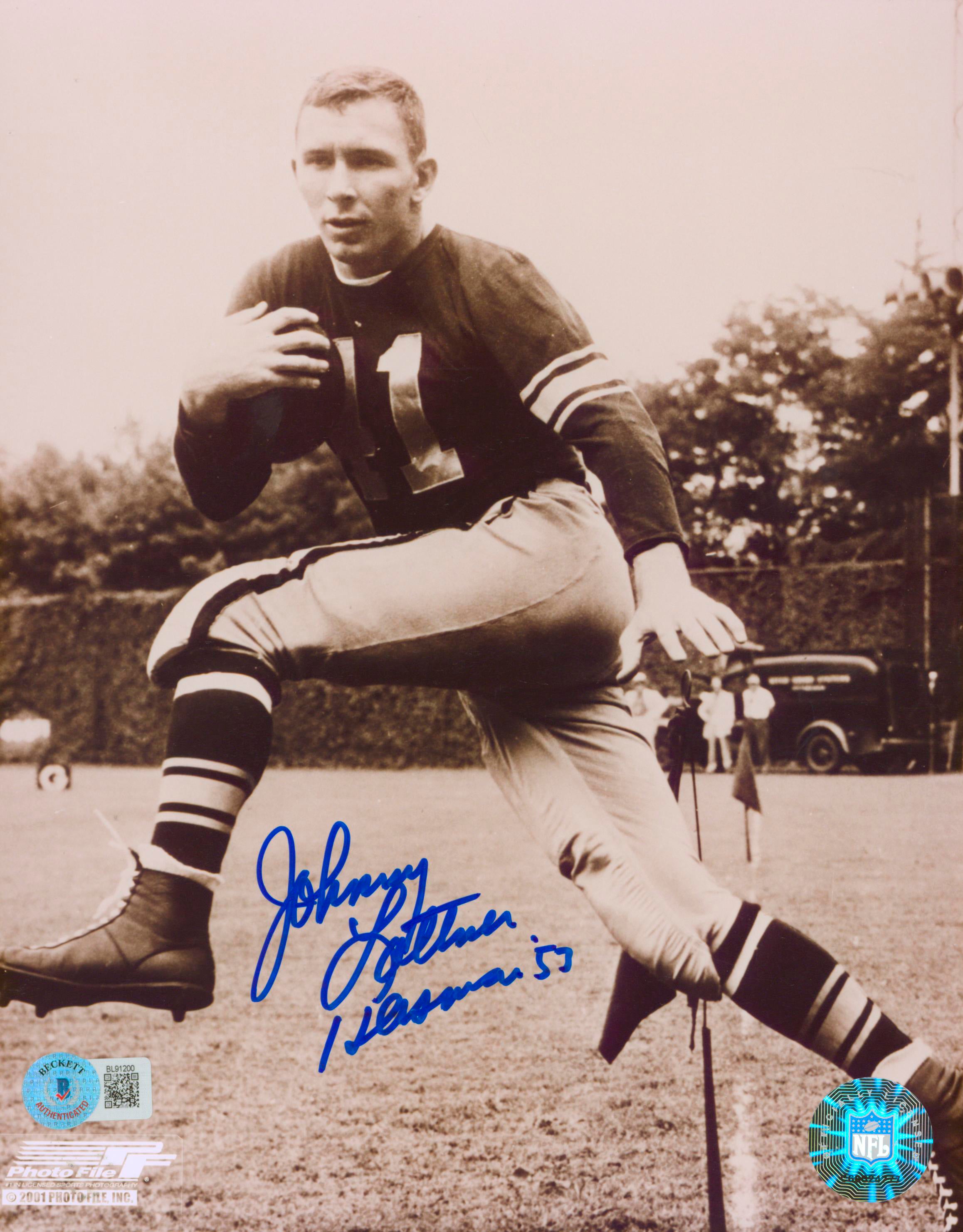 Notre Dame Johnny Lattner "Heisman '53" Authentic Signed 8x10 Photo BAS #BL91200