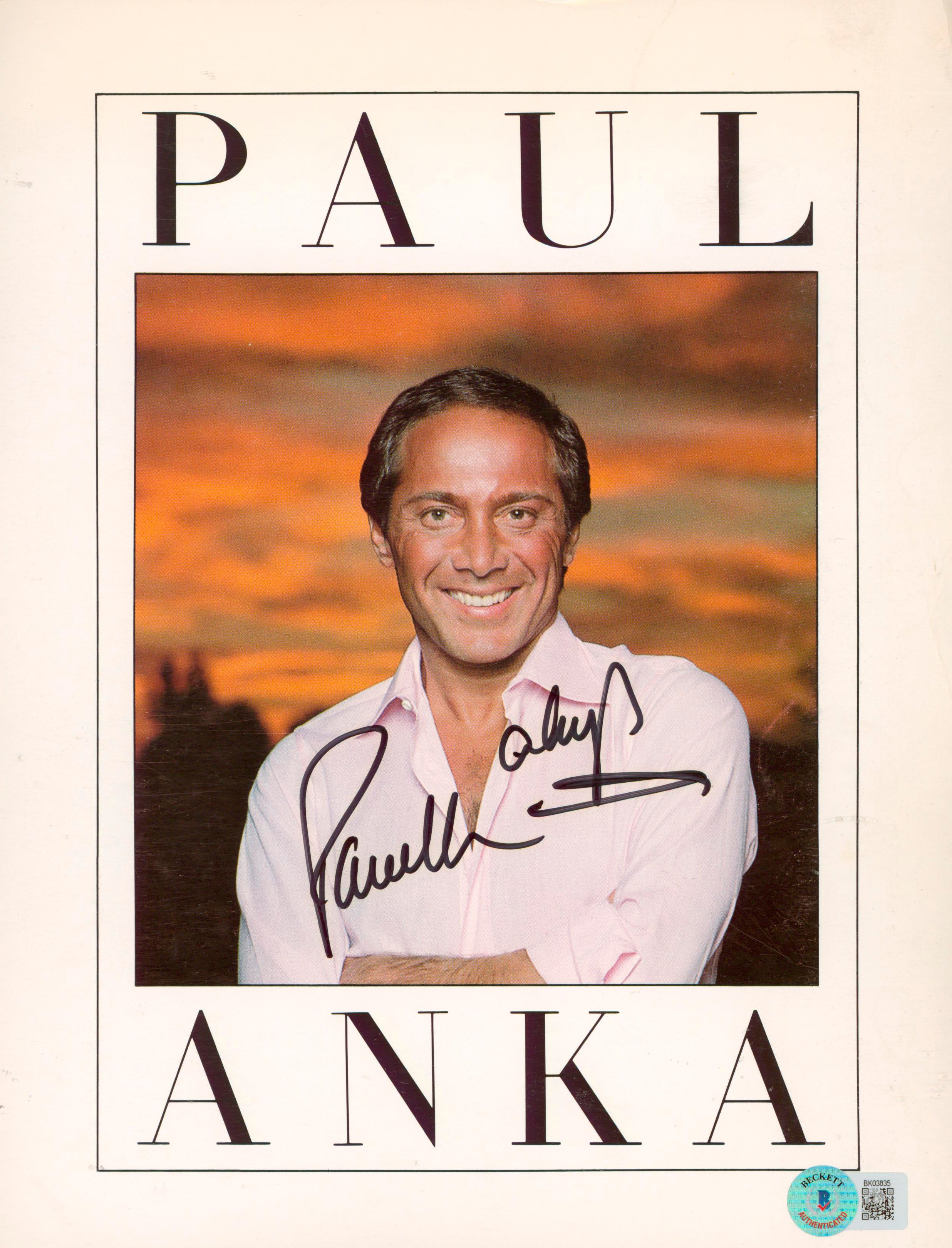 Paul Anka Authentic Signed 8.5x11 Photo Autographed BAS #BK03835