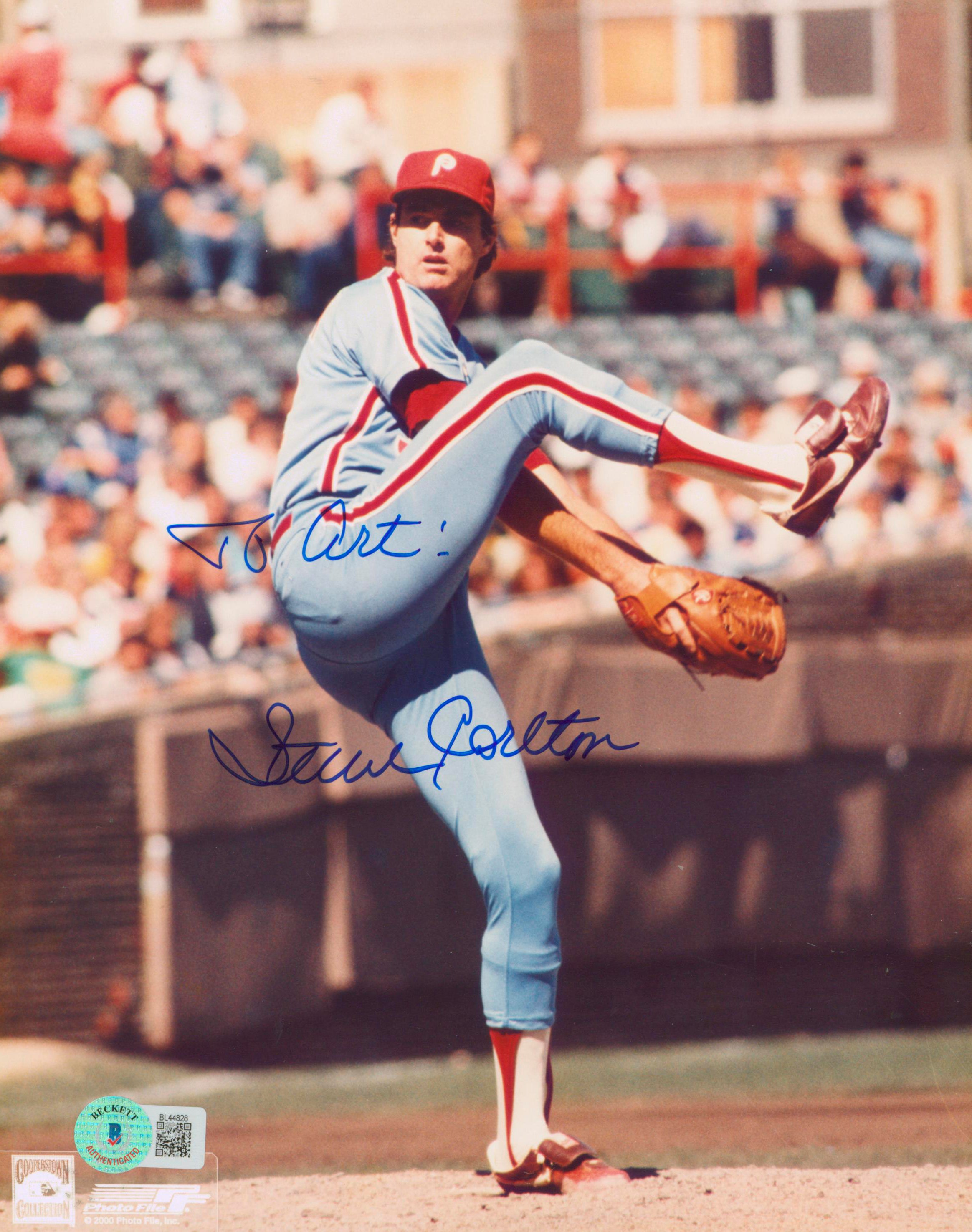 Phillies Steve Carlton "To Art" Authentic Signed 8x10 Photo BAS #BL44828