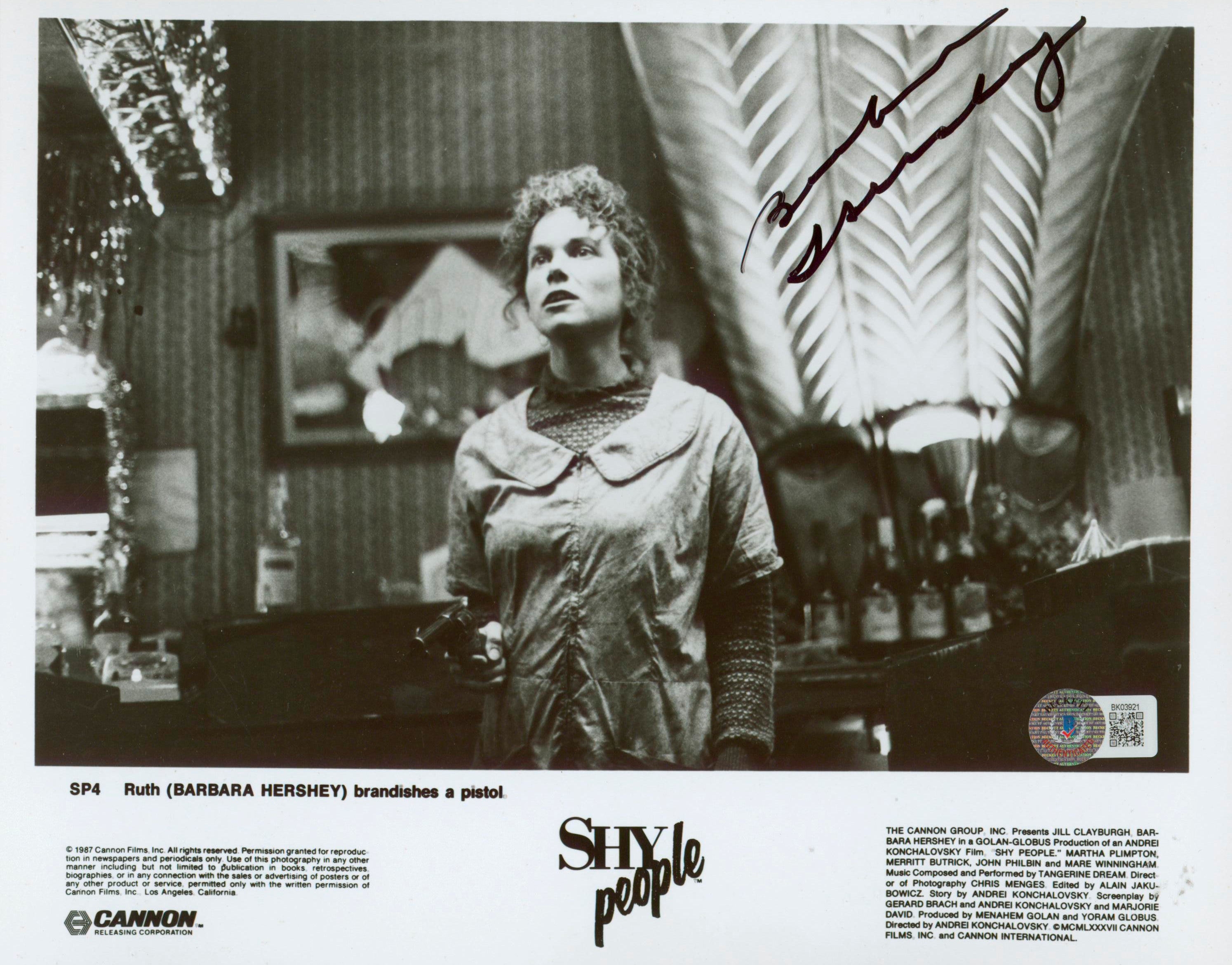 Barbara Hershey Shy People Authentic Signed 8x10 Photo Autographed BAS #BK03921