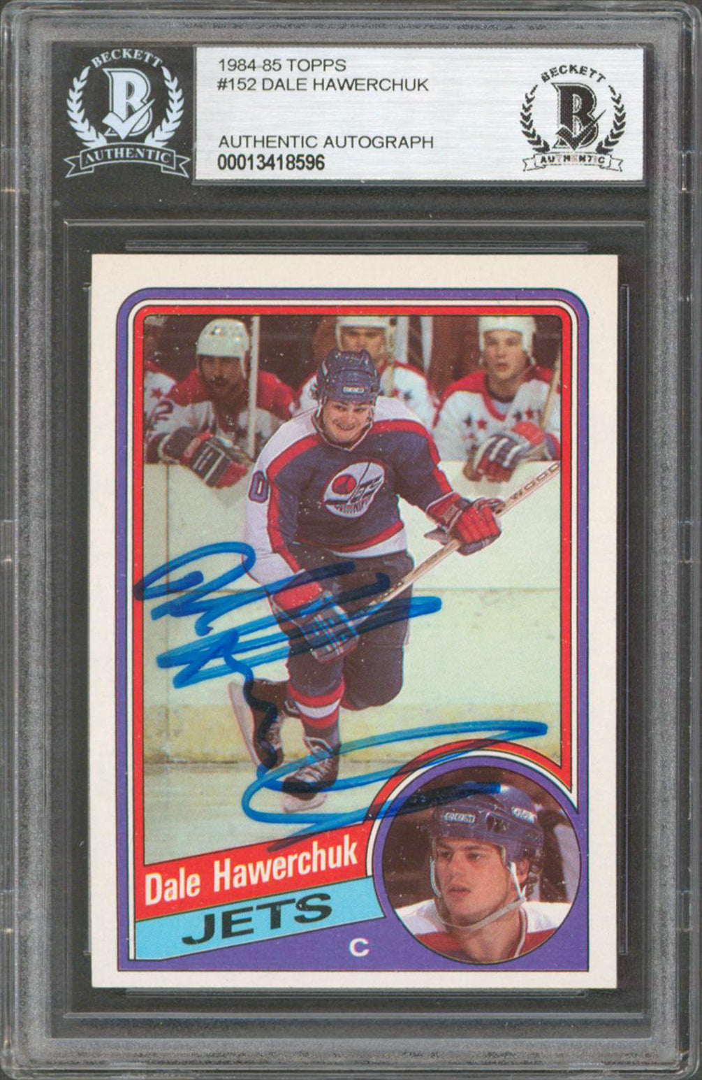 Jets Dale Hawerchuk Authentic Signed 1984-85 Topps #152 Card BAS Slabbed