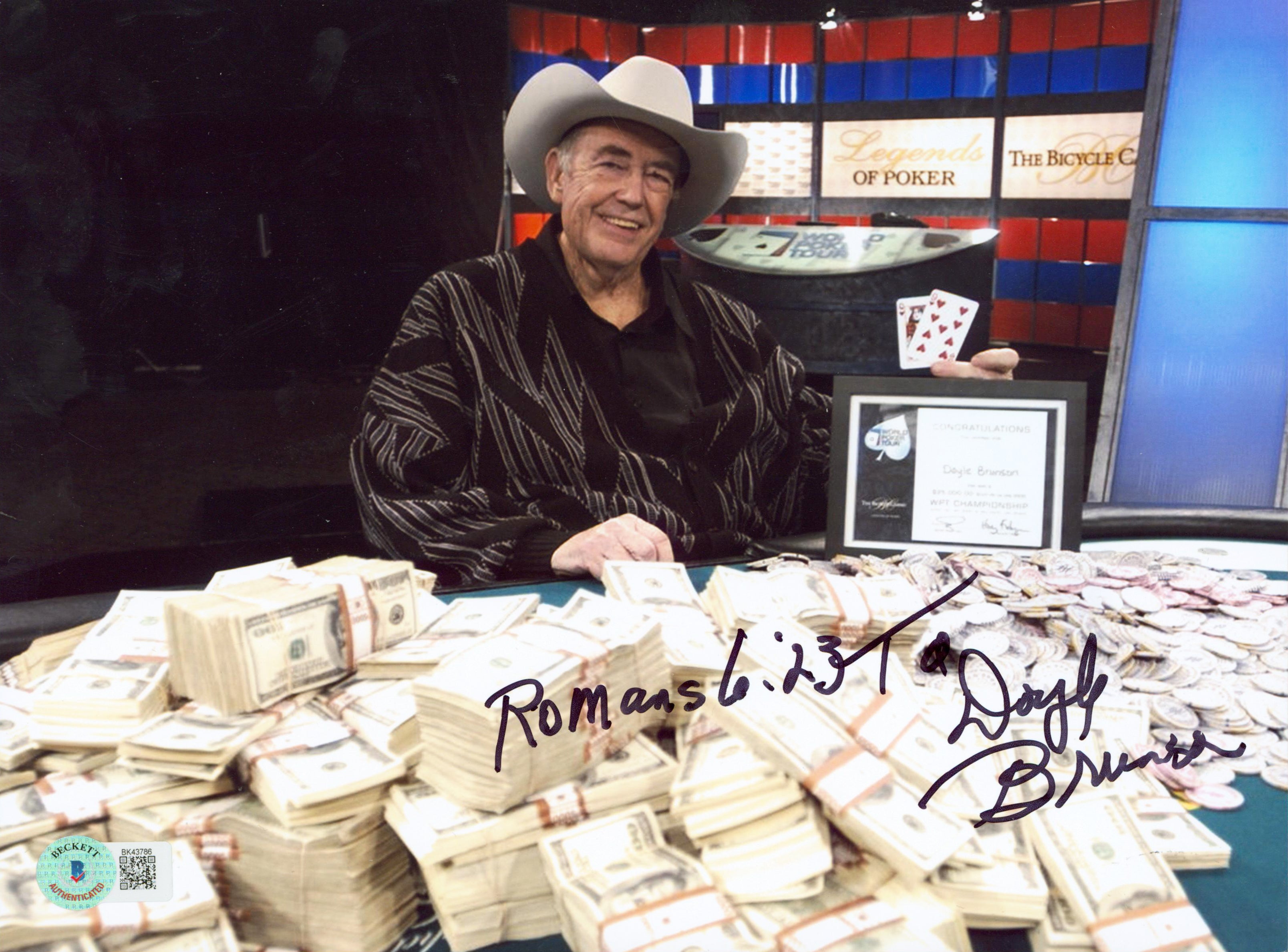Doyle Brunson "Romans 6:23" Authentic Signed 8x10 Photo Autographed BAS #BK43786