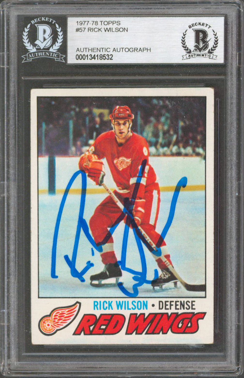 Red Wings Rick Wilson Authentic Signed 1977 Topps #57 Card BAS Slabbed