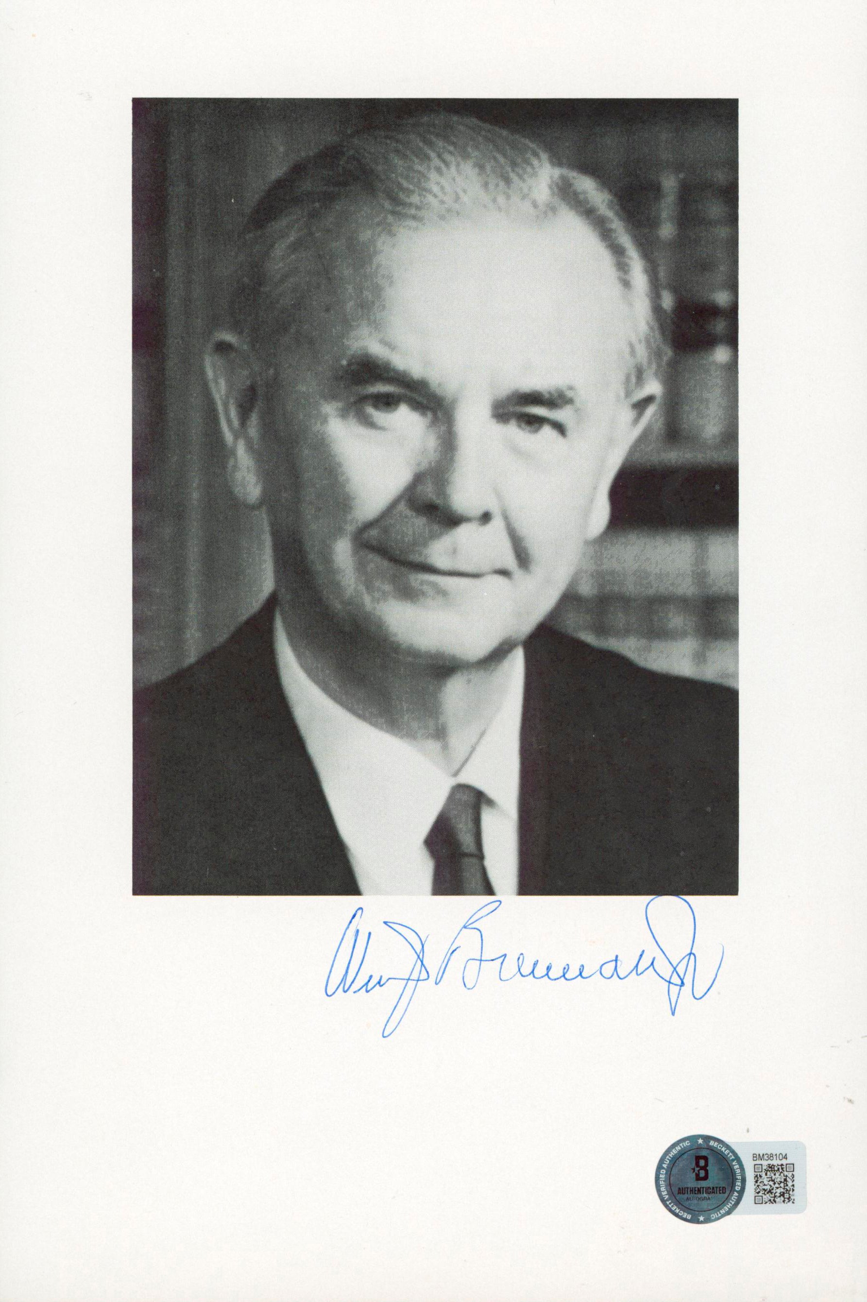 William Brennan Jr Politician Signed 6x9 Photo Autographed BAS #BM38104