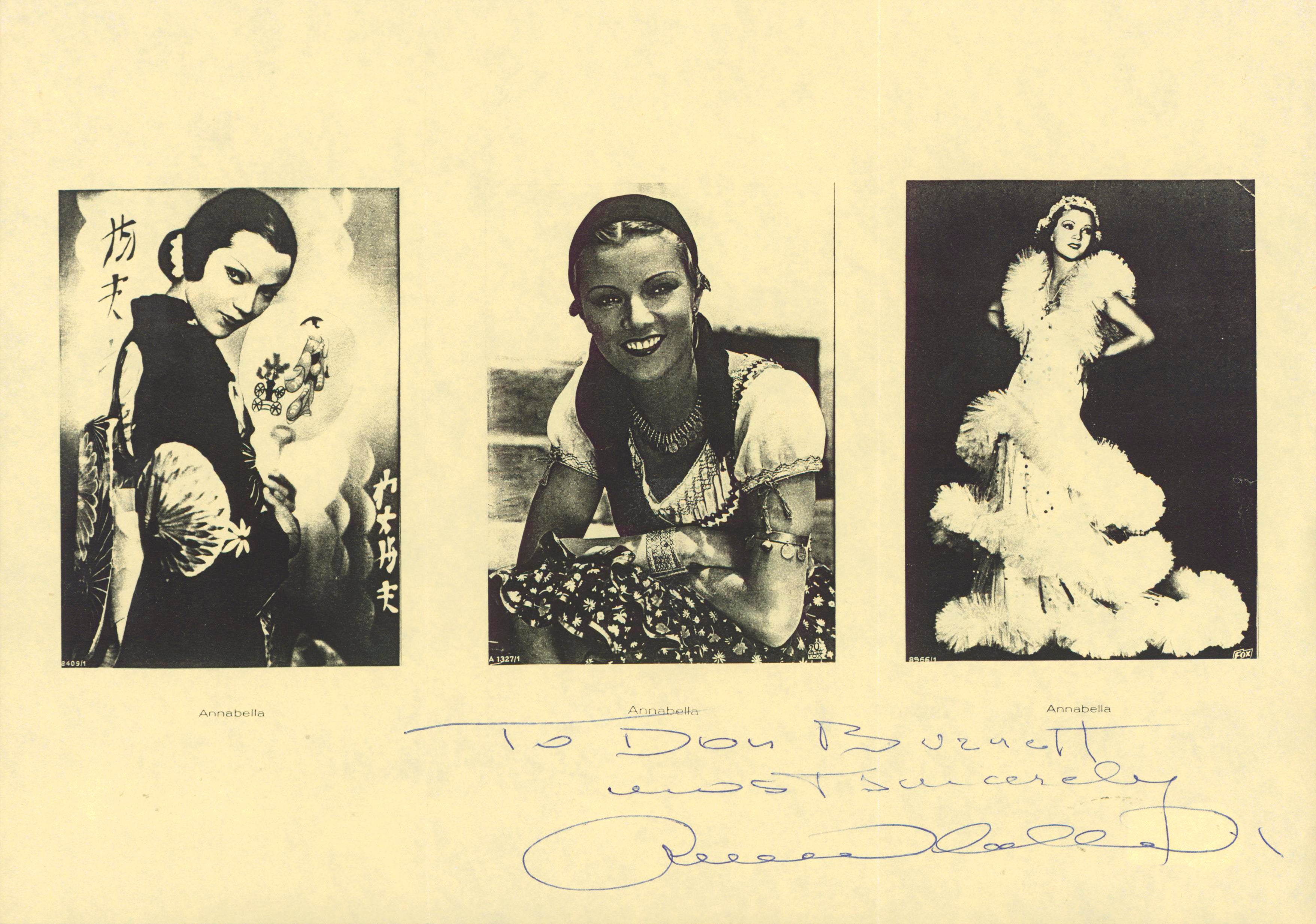 Annabella Le Million "To Don Burnett" Signed 8.5x11.5 Photo BAS #BM38071