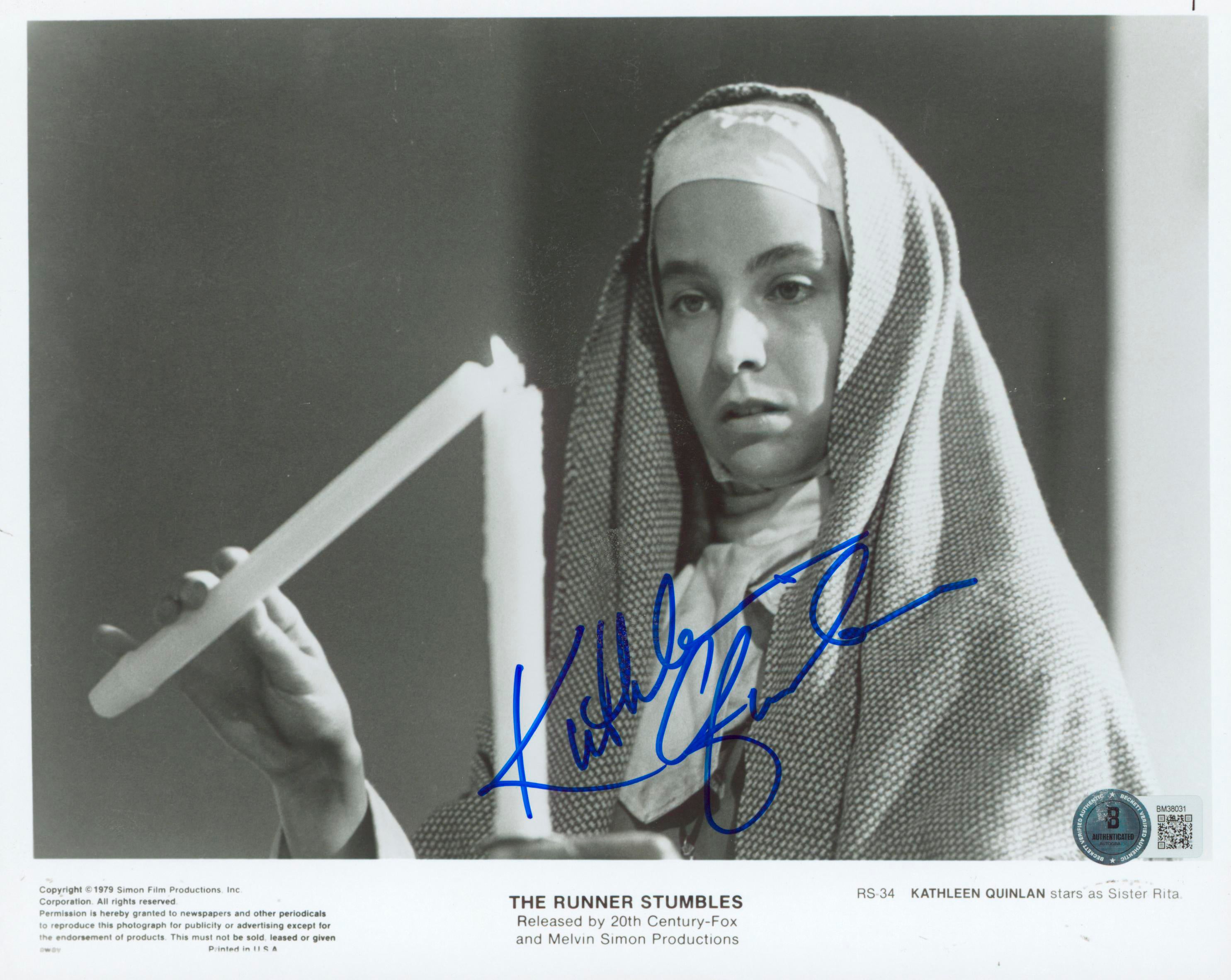 Kathleen Quinlan The Runner Stumbles Authentic Signed 8x10 Photo BAS #BM38031