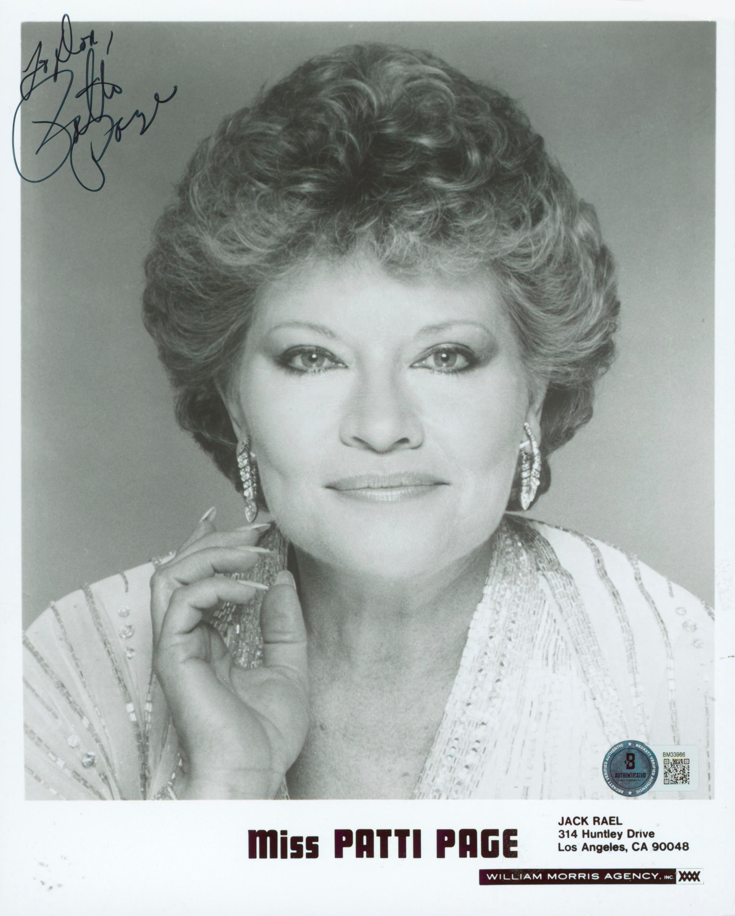 Patti Page Singer Authentic Signed 8x10 Photo Autographed BAS #BM33986