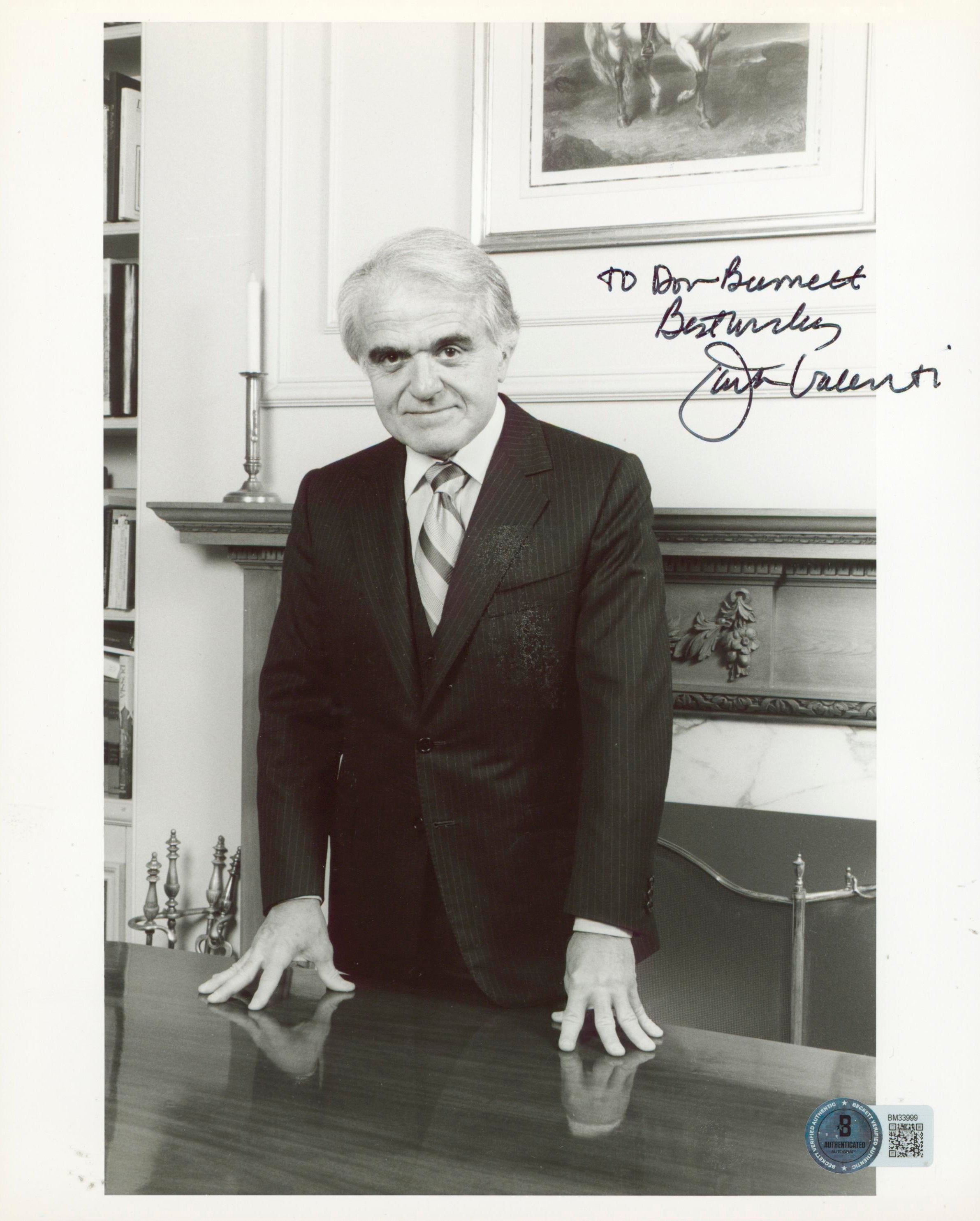 Jack Valenti The Bitter Taste Glory Authentic Signed 8x10 Photo BAS #BM33999