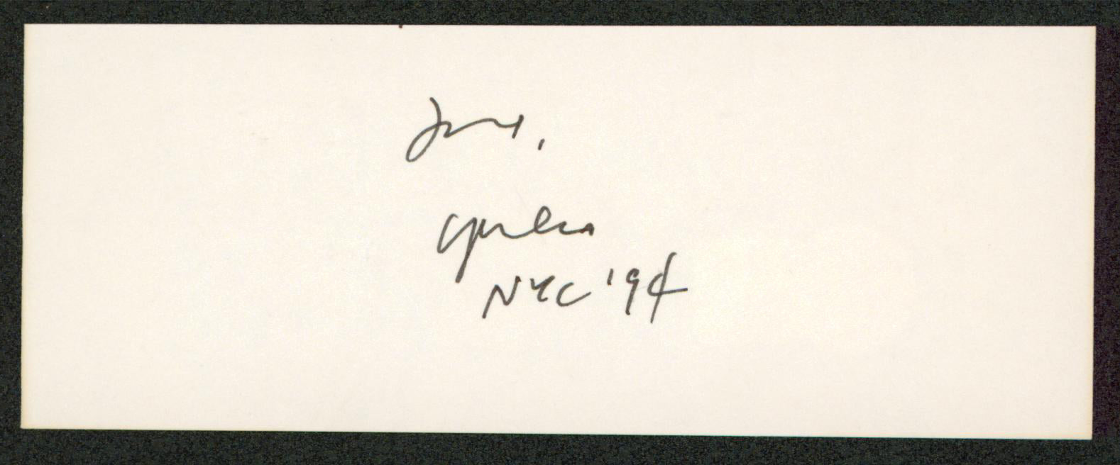 Yoko Ono Musician "NYC '94" Authentic Signed 2x5 Cut Signature BAS #AD70378