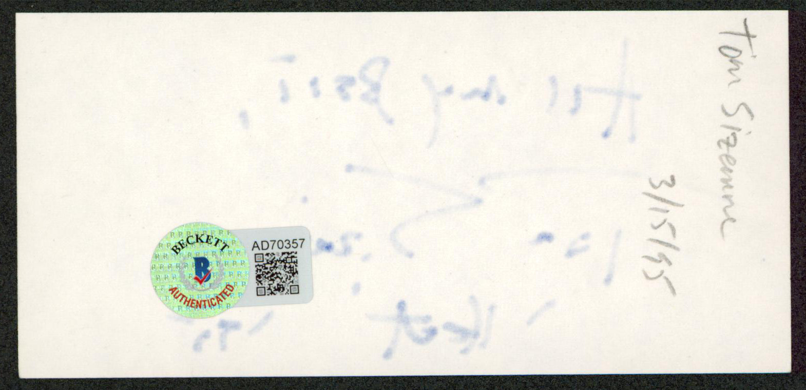 Tom Sizemore Saving Private Ryan Signed 2.25x5 Cut Signature BAS #AD70357