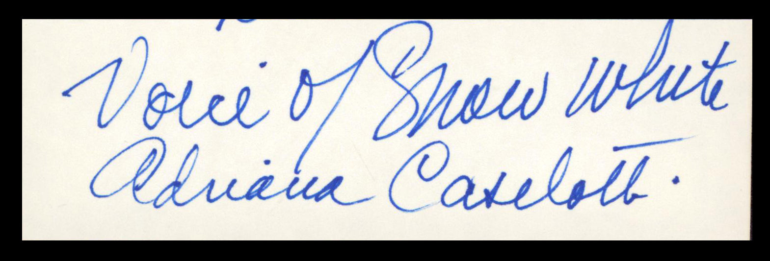 Adriana Caselotti Snow White Authentic Signed 1.5x5 Cut Signature BAS #AD70150