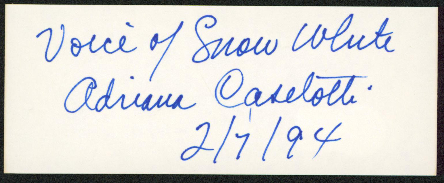 Adriana Caselotti Snow White Authentic Signed 2x5 Cut Signature BAS #AD70152