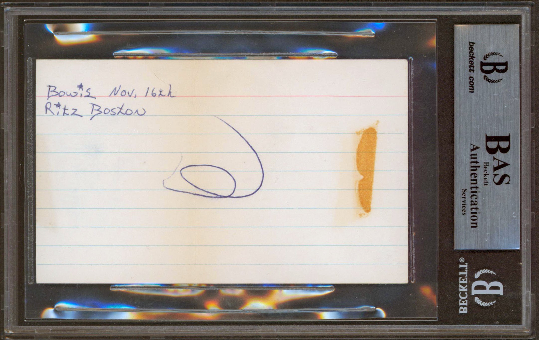 David Bowie Authentic Signed 3x5 Index Card Autographed BAS Slabbed