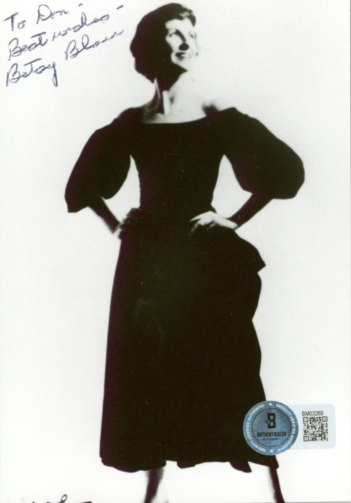 Betsy Blair Marty "To Don, Best Wishes" Authentic Signed 4x6 Photo BAS #BM03269