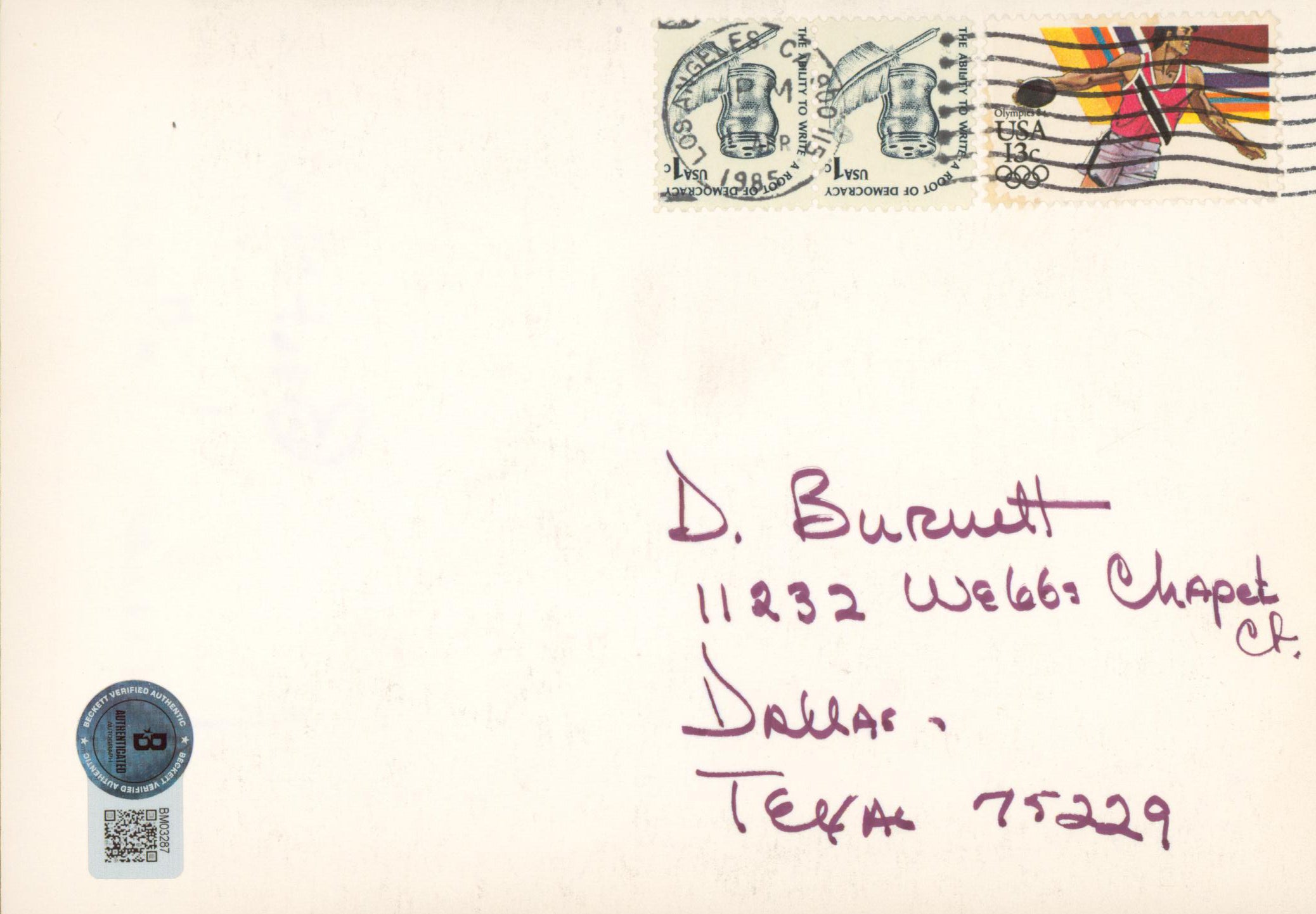 Anne Jeffreys Dick Tracy "Best of Wishes" Signed 5x7 Postcard BAS #BM03287