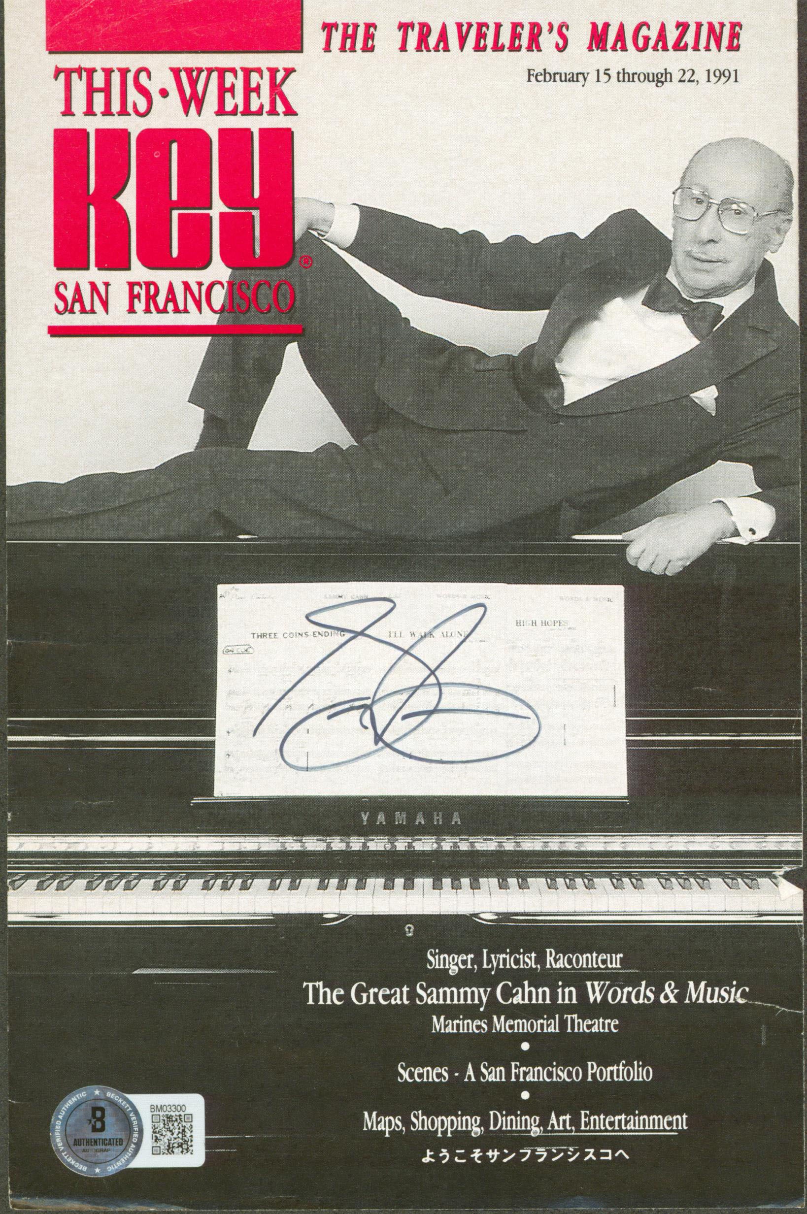 Musician Sammy Cahn Authentic Signed Magazine Page Autographed BAS #BM03300