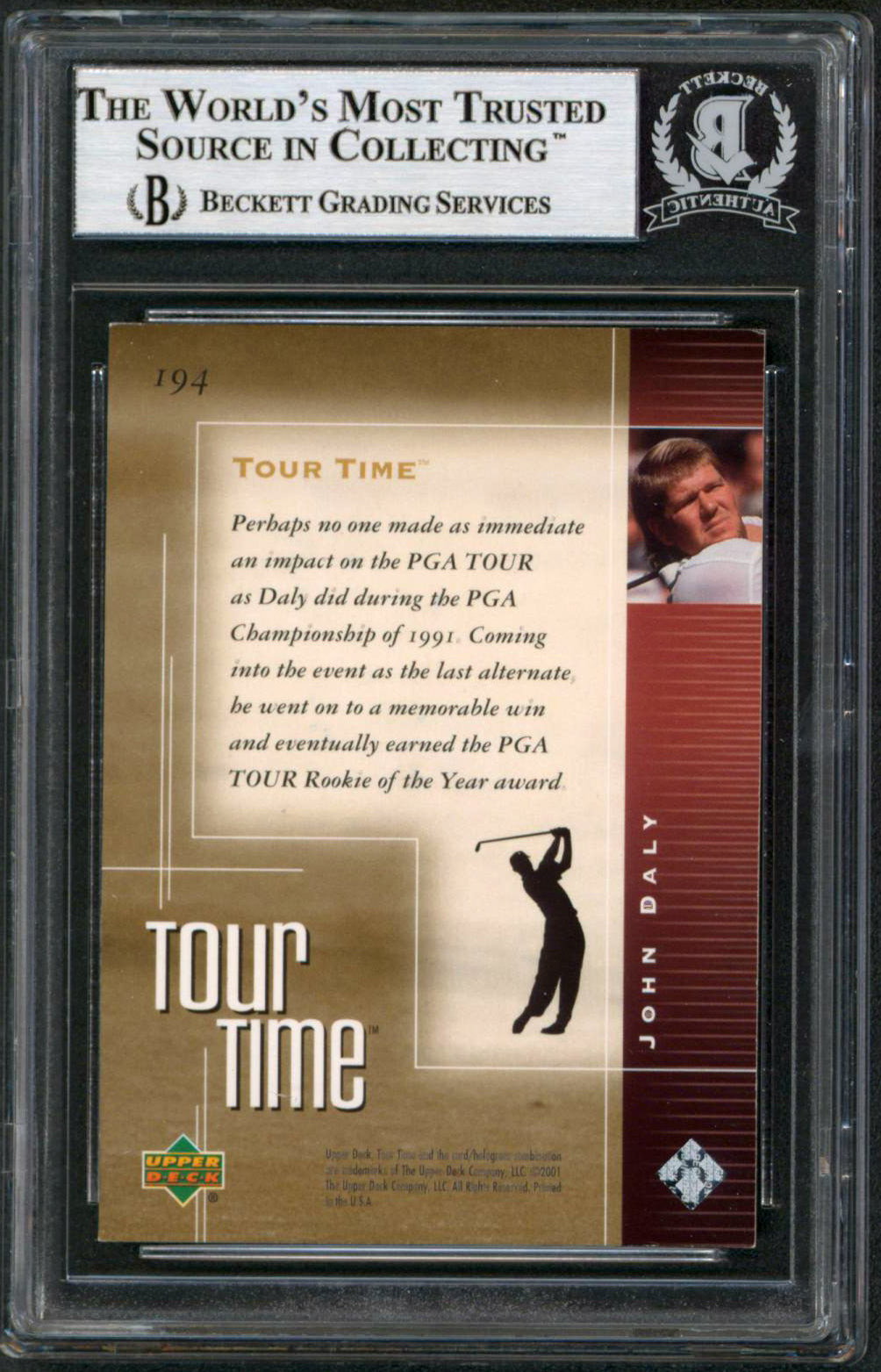 John Daly Authentic Signed 2001 Upper Deck #194 Card Autographed BAS Slabbed