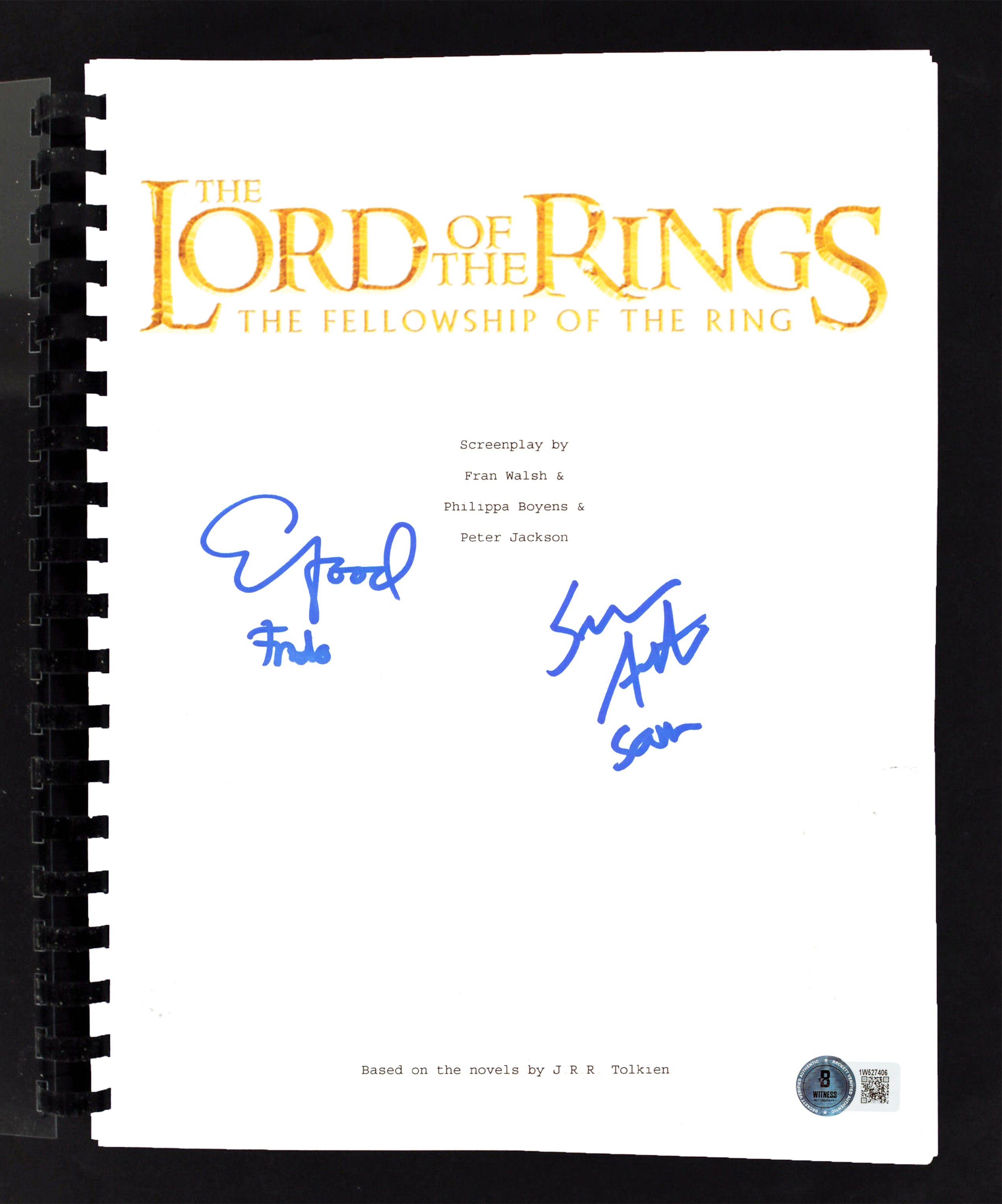 Elijah Wood & Sean Astin Lord of the Rings Signed Movie Script BAS Witnessed