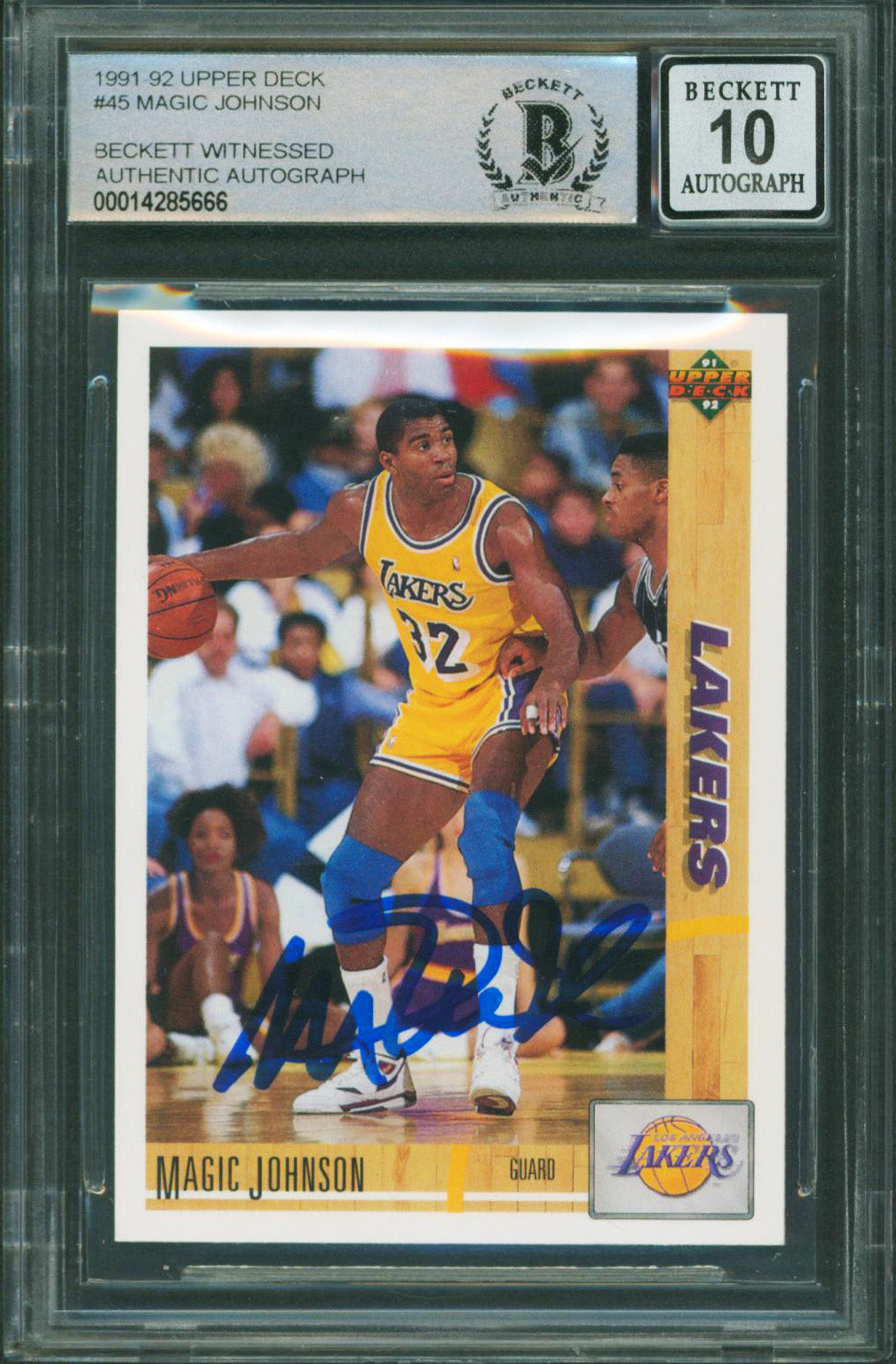 Lakers Magic Johnson Signed 1991 Upper Deck #45 Card Auto 10! BAS Slabbed